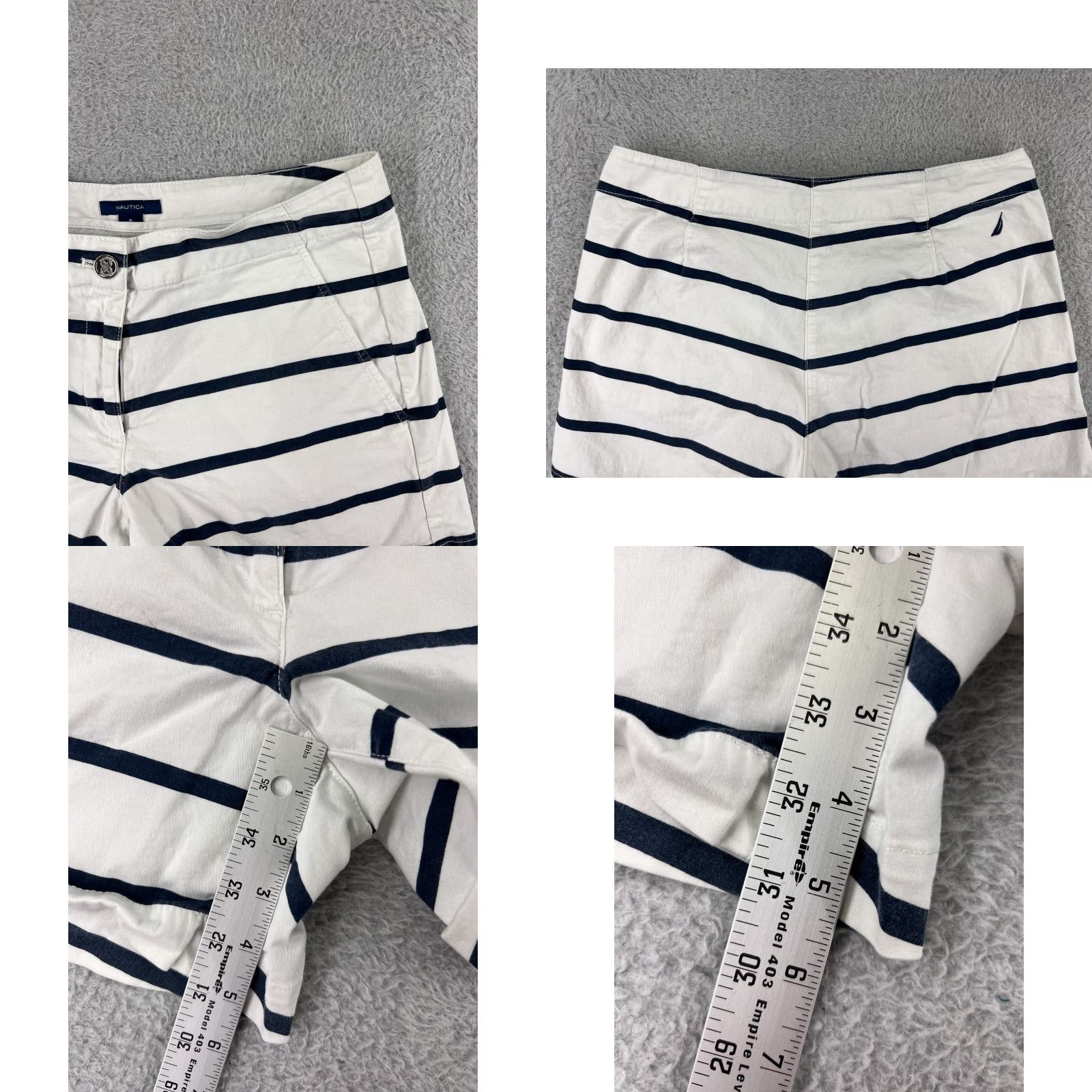 Nautica Nautica Shorts Women 6 White Stripe Twill Pockets 29x5 Cotton Blend Stretch Size 28" / US 6 / IT 42 - 8 Thumbnail