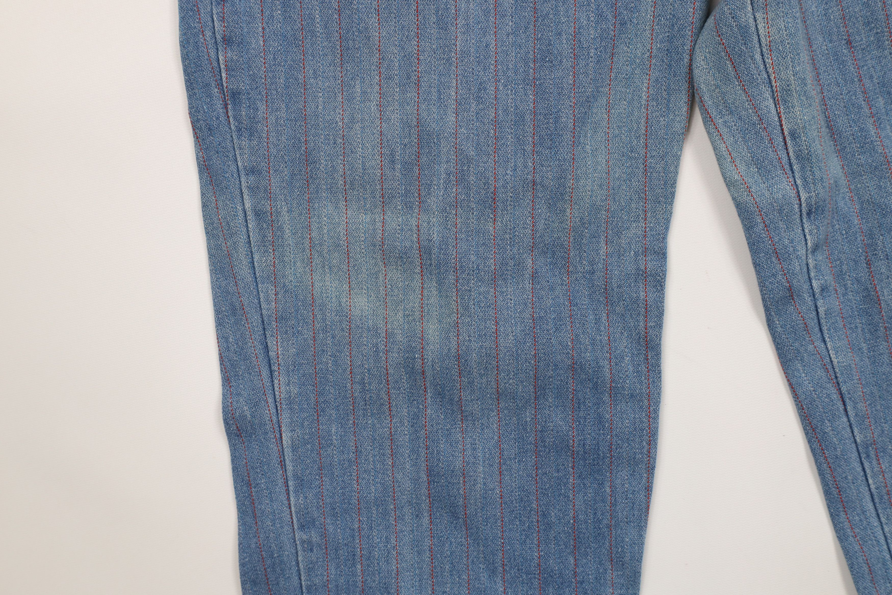 Vintage Vintage 90s Streetwear Distressed Pinstriped Denim Mom Jeans Size 34" / US 12 / IT 48 - 7 Thumbnail