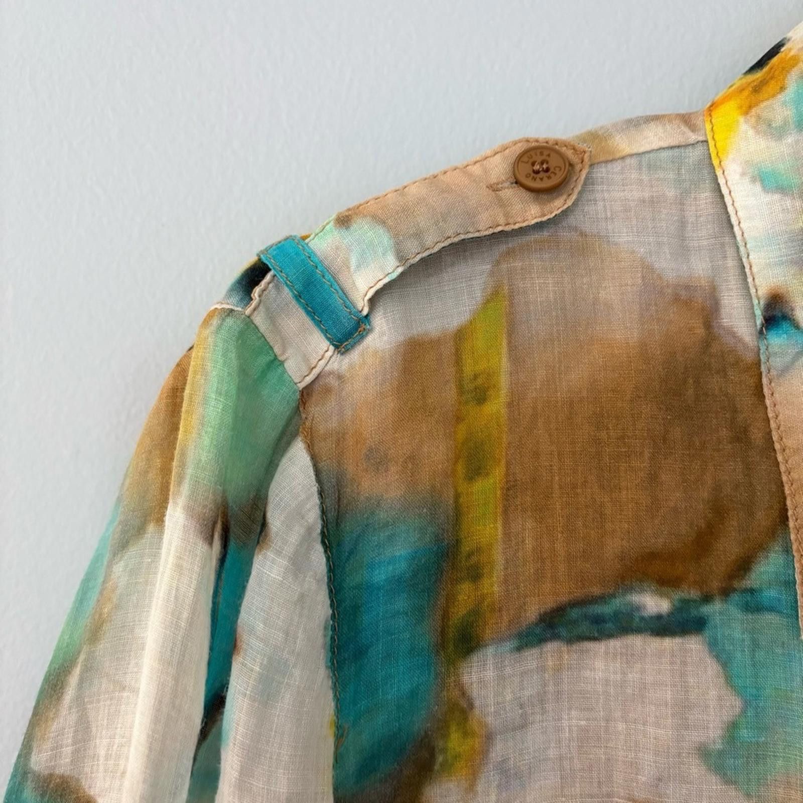 Designer Luisa Cerano Woman’s sz 8 Abstract Rami Blouse Size M / US 6-8 / IT 42-44 - 3 Thumbnail