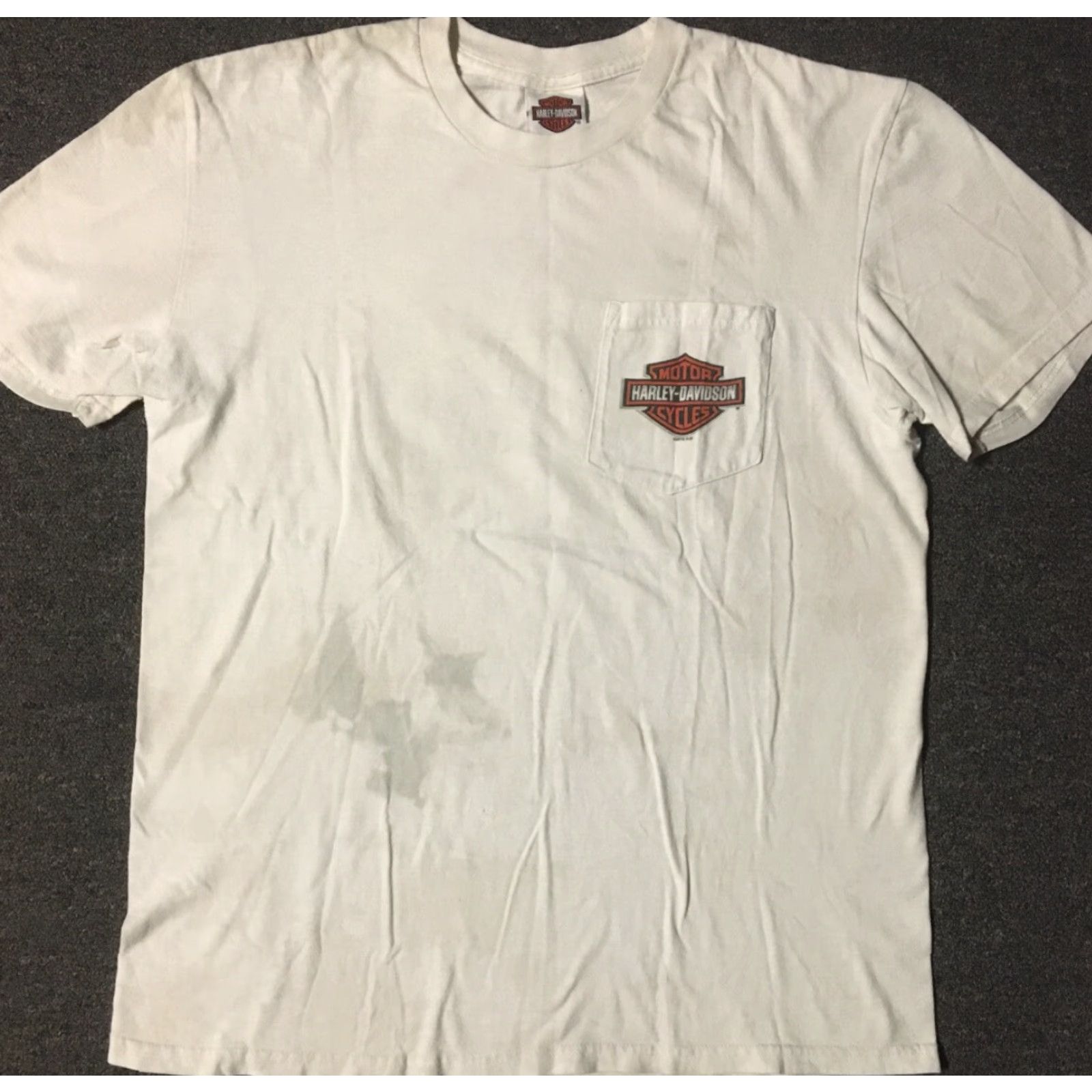 Harley Davidson VINTAGE Harley-Davidson Shirt Adult L White Harley-Davidson Austin Texas Faded Distressed Graphic Tee Punk Grunge 90s Biker USA Flag Size US L / EU 52-54 / 3 - 2 Thumbnail