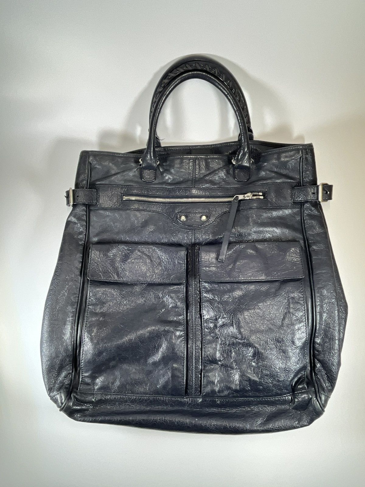 Balenciaga Balenciaga SS12 Archive Cube Leather Tote Black/Dark Navy Size ONE SIZE - 1 Thumbnail