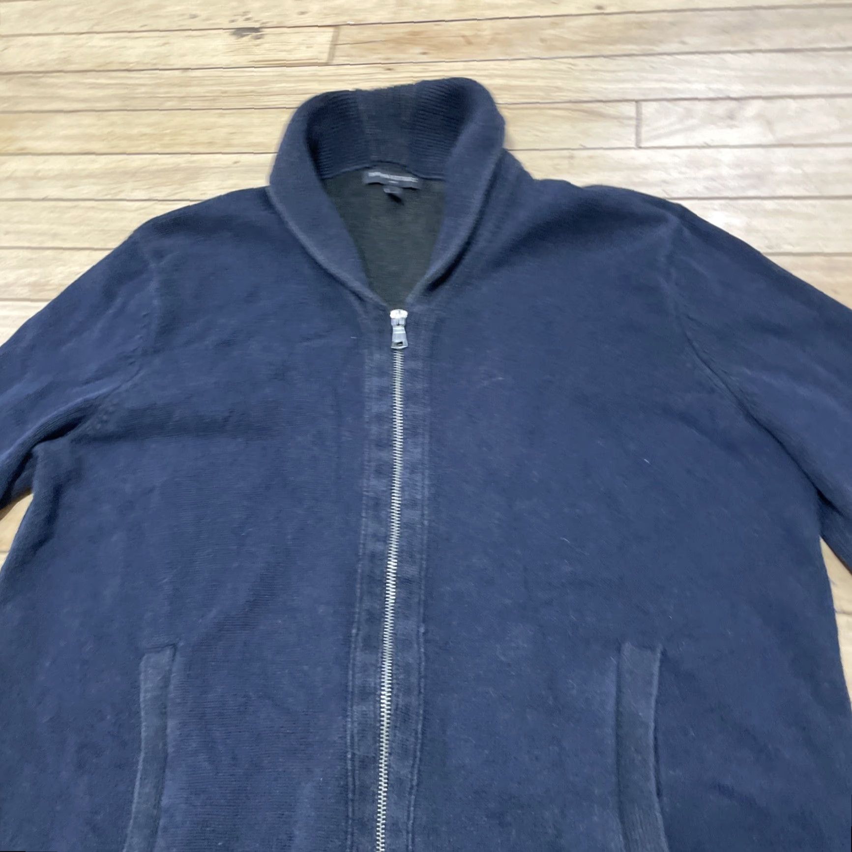 Banana Republic VINTAGE Banana Republic Cardigan Men XL Navy Blue Shawl Neck Full Zip Knit Sweater Golf Size US XL / EU 56 / 4 - 2 Thumbnail