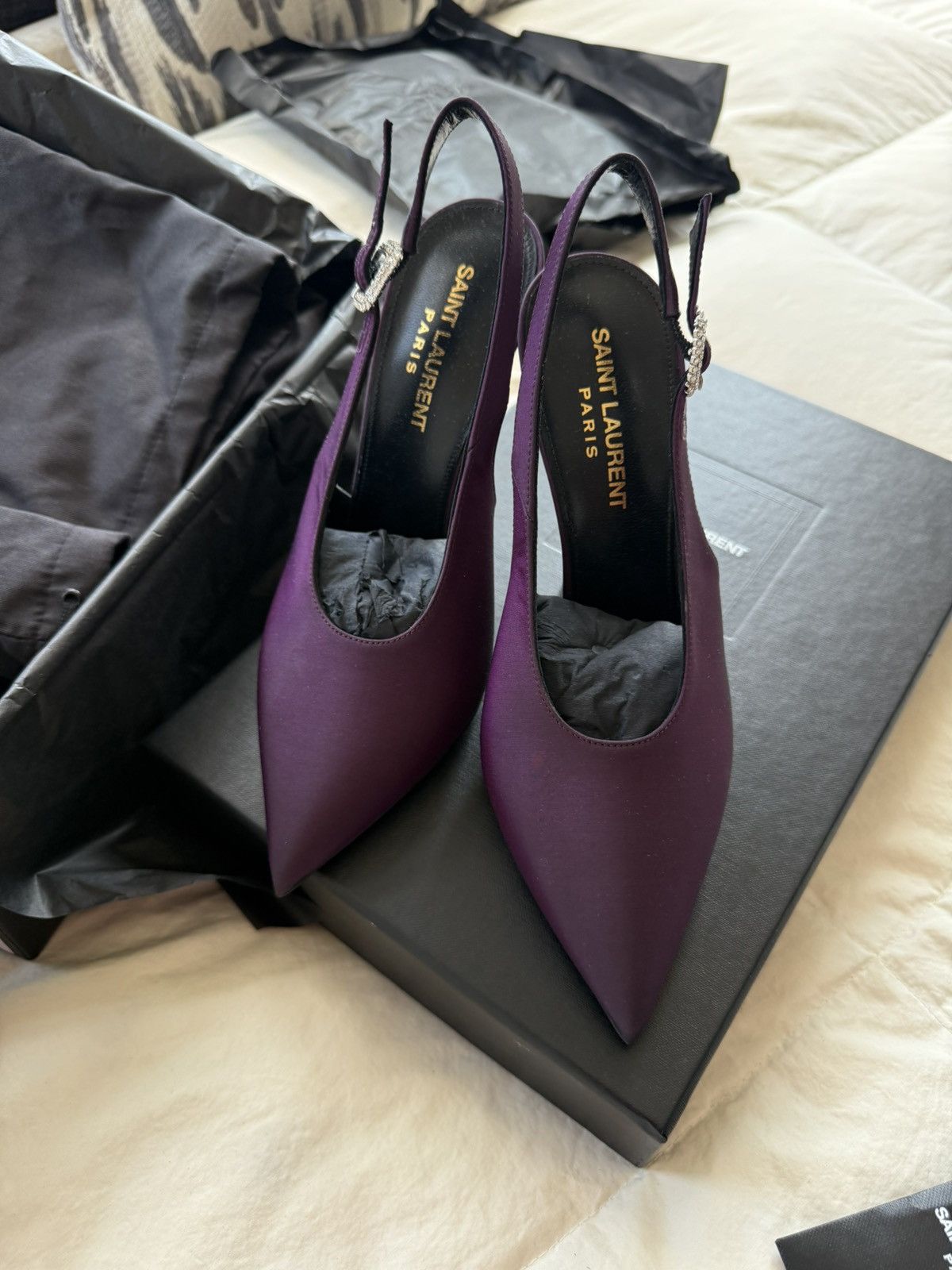 Yves Saint Laurent YSL Saint Laurent Yasmeen Satin Pump Prune Size US 7 / IT 37 - 1 Thumbnail