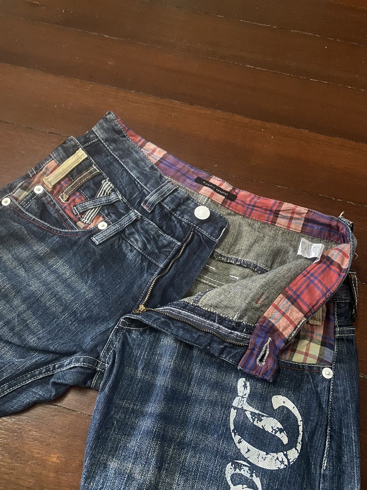 Japanese Brand FIRE DOMINATE HANDCRAFT DOUBLE WAIST FLARE JEANS HONEY COMB Size US 33 - 9 Thumbnail