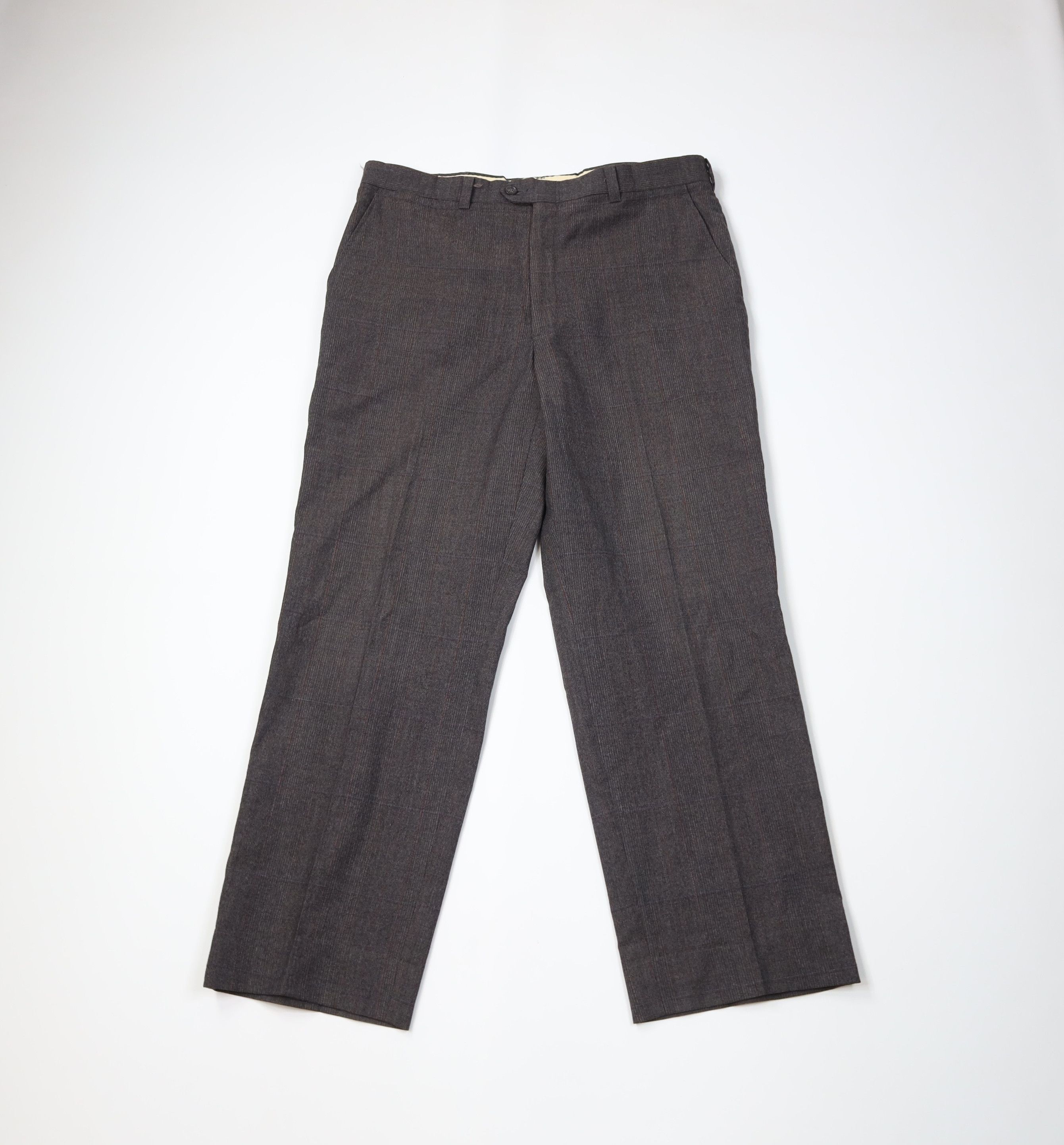 Vintage Vintage 70s Streetwear Knit Wide Leg Chino Pans Plaid USA Size US 36 / EU 52 - 1 Thumbnail