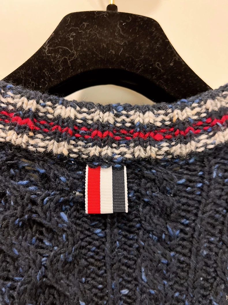 Thom Browne Thom Browne Blue thick knit sweater Size US XS / EU 42 / 0 - 5 Thumbnail