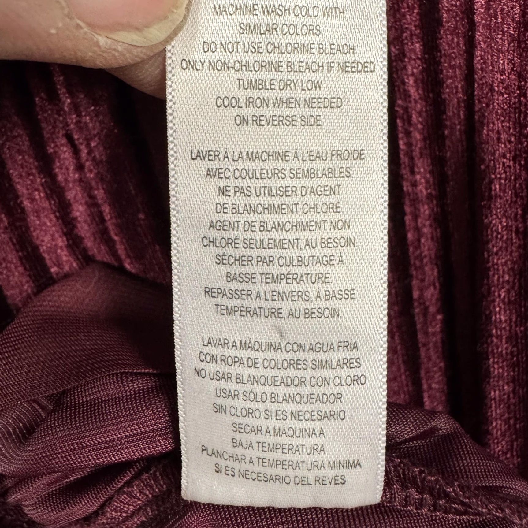 Vintage Signature Collection Blouse Womens Sz XL Burgundy Pleated Crushed Velvet Valentines Day Size XL / US 12-14 / IT 48-50 - 6 Thumbnail