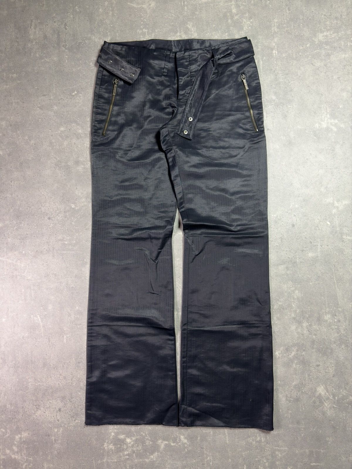 Dirk Bikkembergs 00s Dirk Bikkembergs Wide Leg Striped Belted Pants Flared 48 Size US 32 / EU 48 - 1 Thumbnail