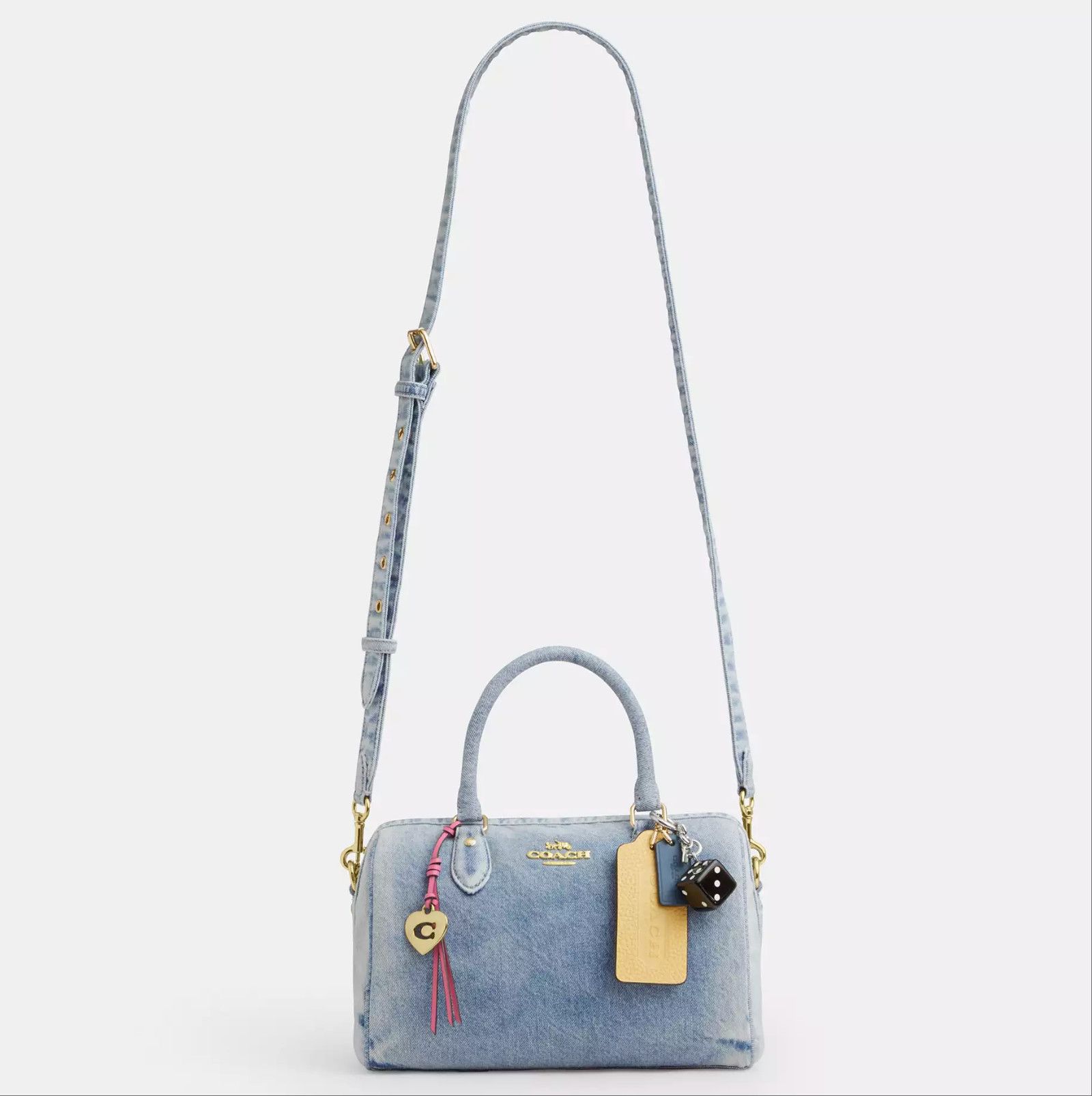Coach Rowan Satchel Bag In Loved Denim With Charms CDY74 Size ONE SIZE - 16 Thumbnail