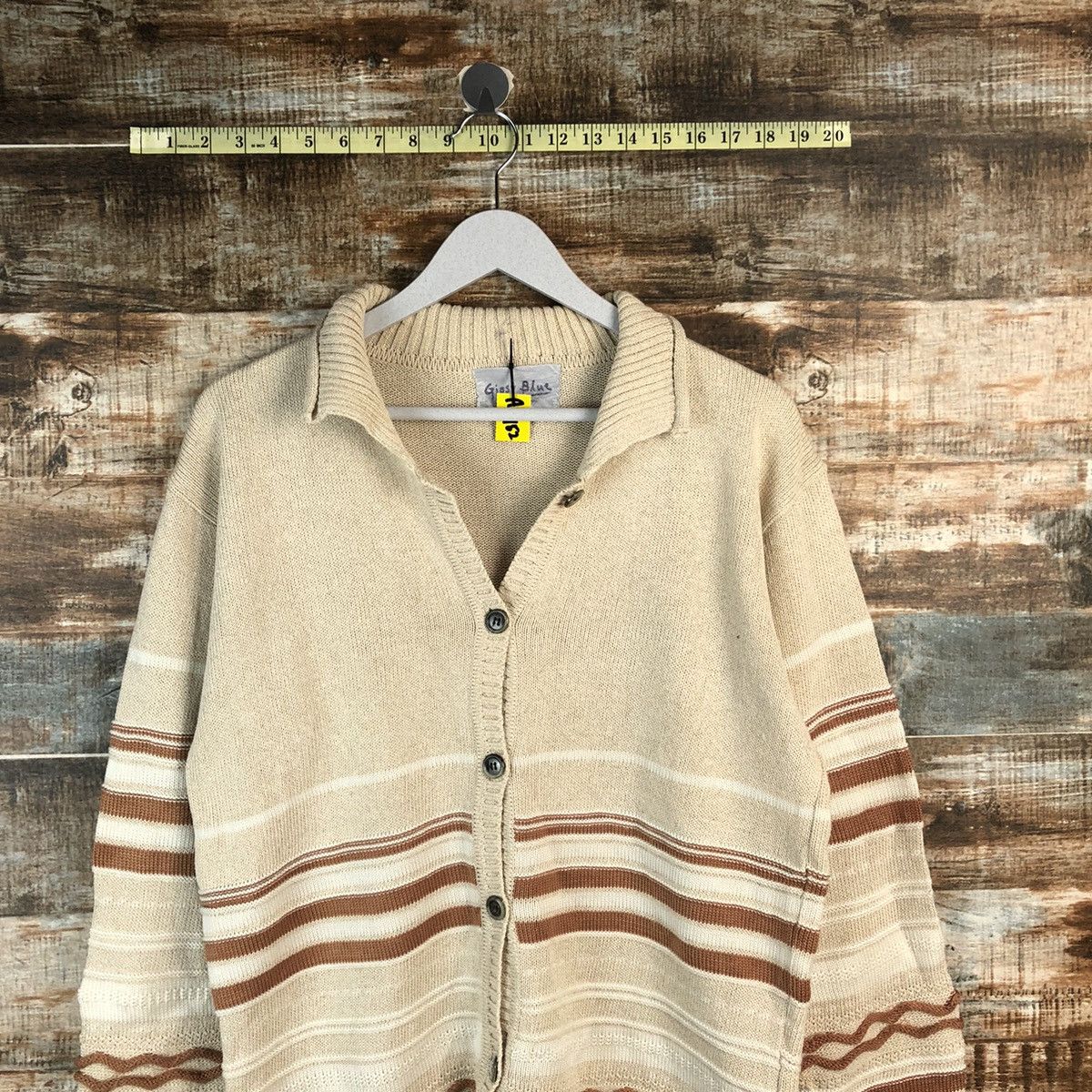 Japanese Brand Gispy Blue Cream Cardigan vintage Knitwear #A1952 Size US M / EU 48-50 / 2 - 2 Thumbnail