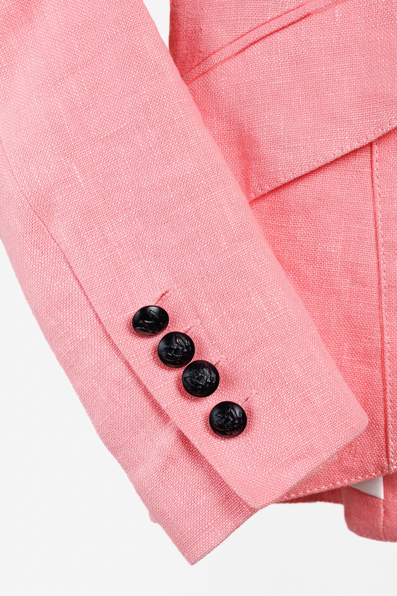 SMYTHE Smythe Linen One Button Navy Grosgrain Tux Stripe Blazer Size XS / US 0-2 / IT 36-38 - 6 Thumbnail