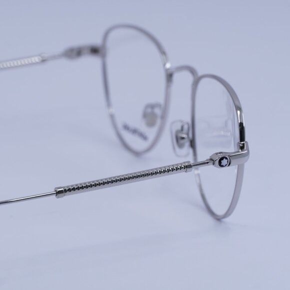 Montblanc Montblanc MB0111O 001 Eyeglasses Silver 49mm Geometric Frame Size ONE SIZE - 10 Thumbnail