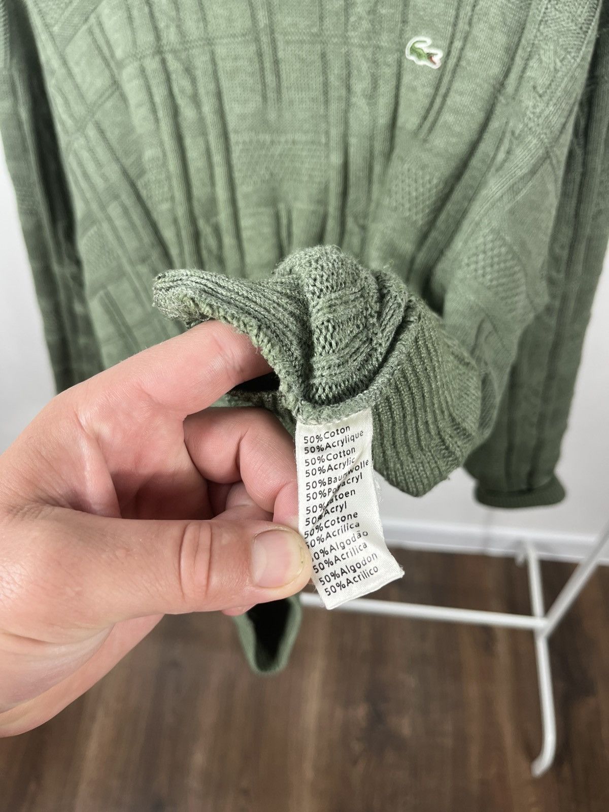 Lacoste × Vintage Vintage Lacoste Green 3D Knit Sweater Pullover Size 6 Size US XL / EU 56 / 4 - 7 Thumbnail