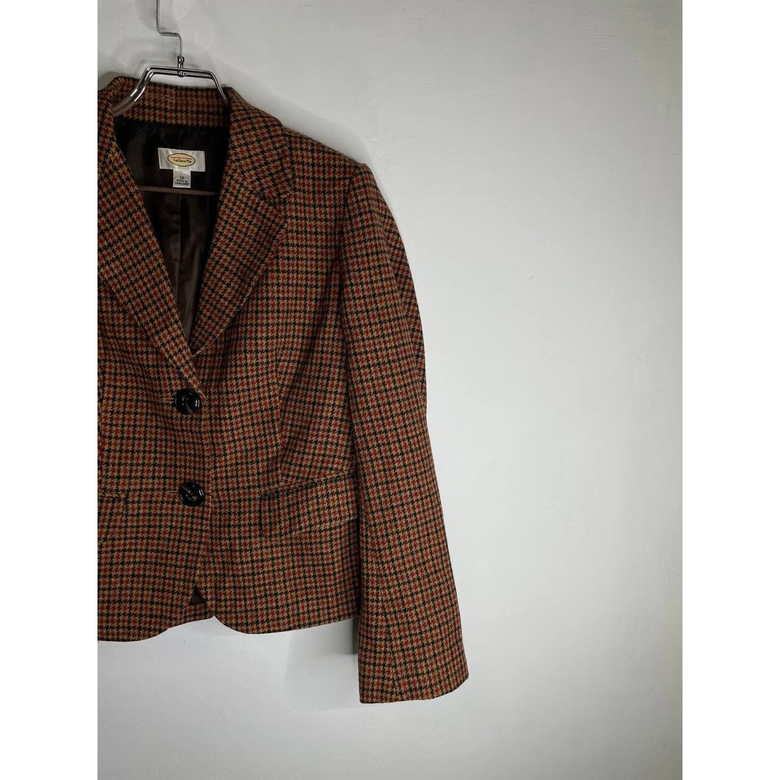 Vintage Vintage Talbots Women’s Blazer Jacket Brown Houndstooth Size M / US 6-8 / IT 42-44 - 4 Thumbnail