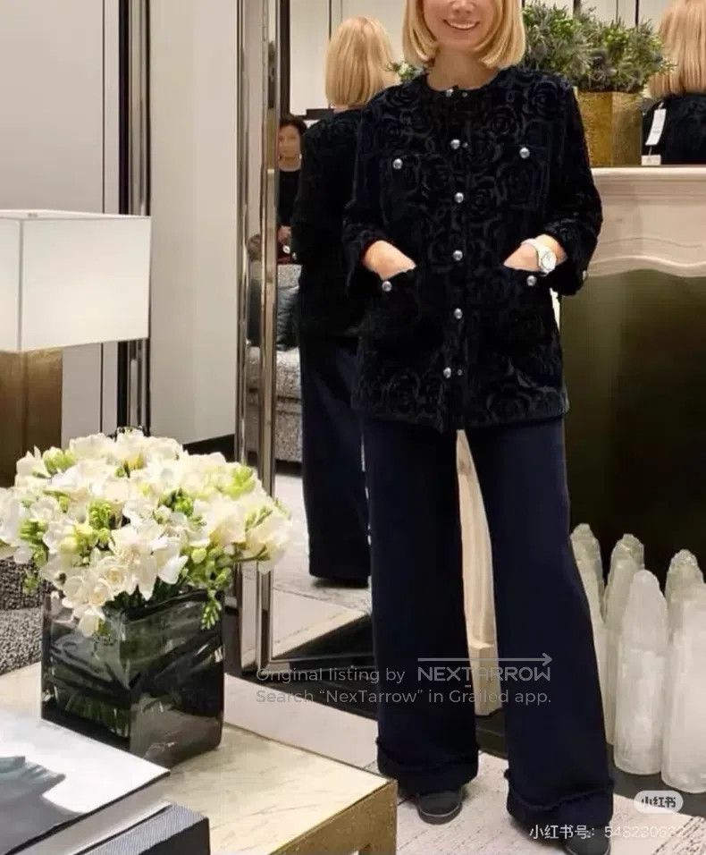 Chanel Chanel Camelia velvet coat Size XXS / US 00 / IT 34 - 8 Thumbnail