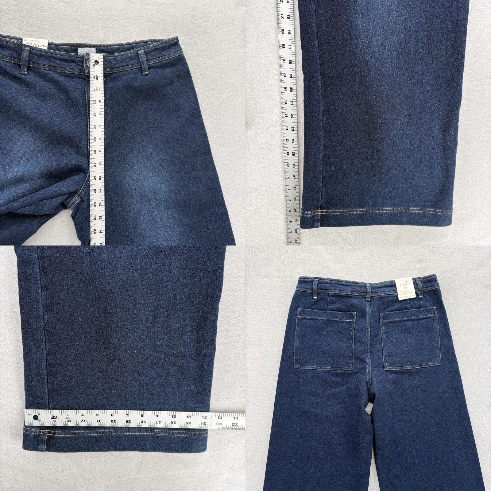 Z Supply Z Supply Rilyn High Rise Wide Leg Jeans Womens 30 Blue Dark Rinse Stretch Denim Size 30" / US 8 / IT 44 - 8 Thumbnail