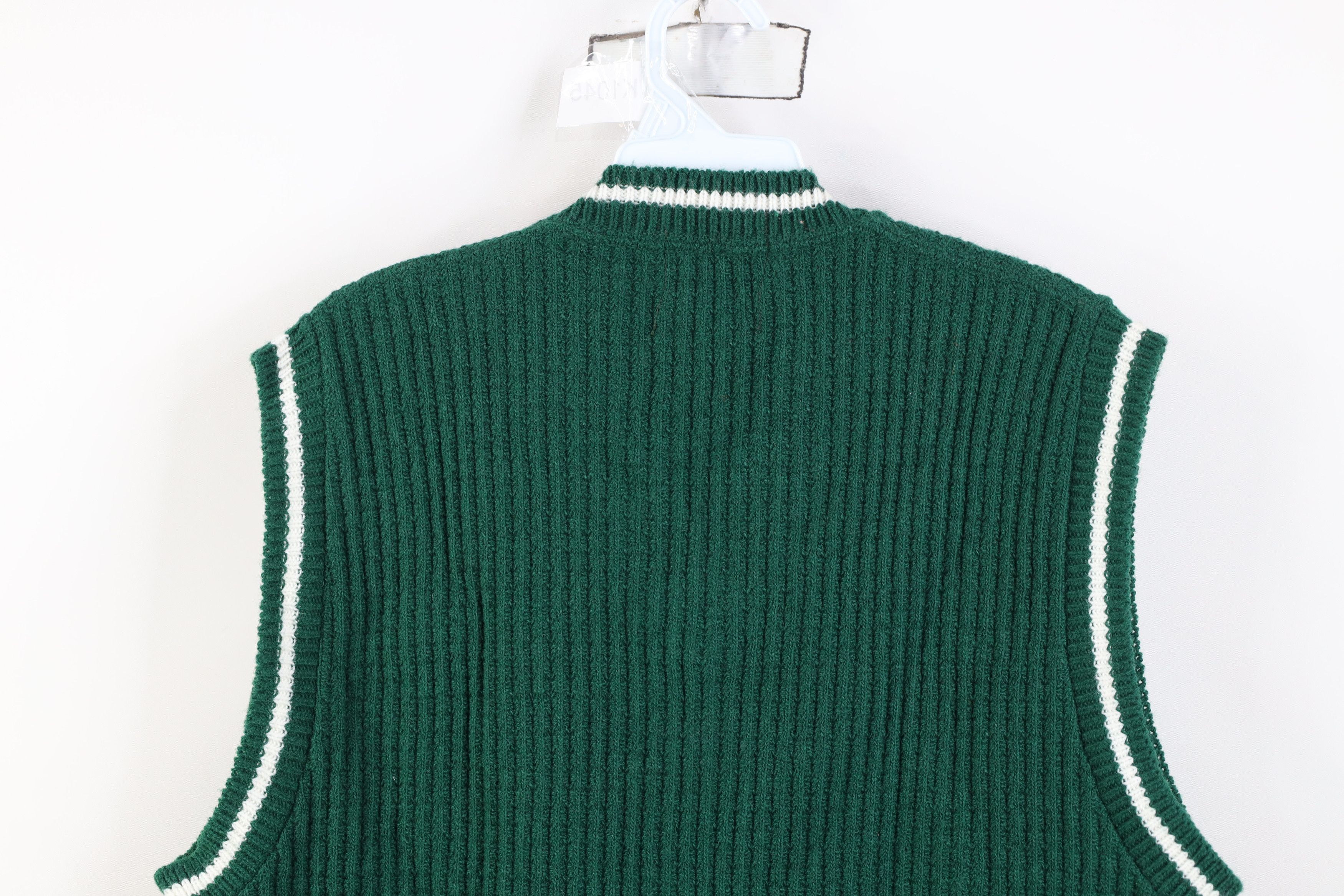 Vintage Vintage 60s Streetwear Ribbed Knit Sweater Vest Green USA Size US L / EU 52-54 / 3 - 7 Thumbnail