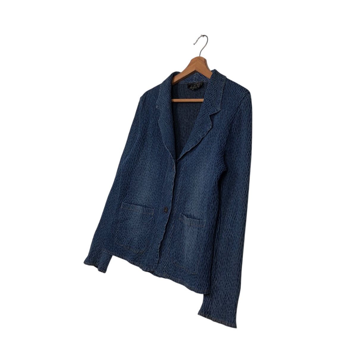 Japanese Brand 📌Pleated Cropped Biker Jacket Marie Usa Blue Indigo Size US M / EU 48-50 / 2 - 3 Thumbnail