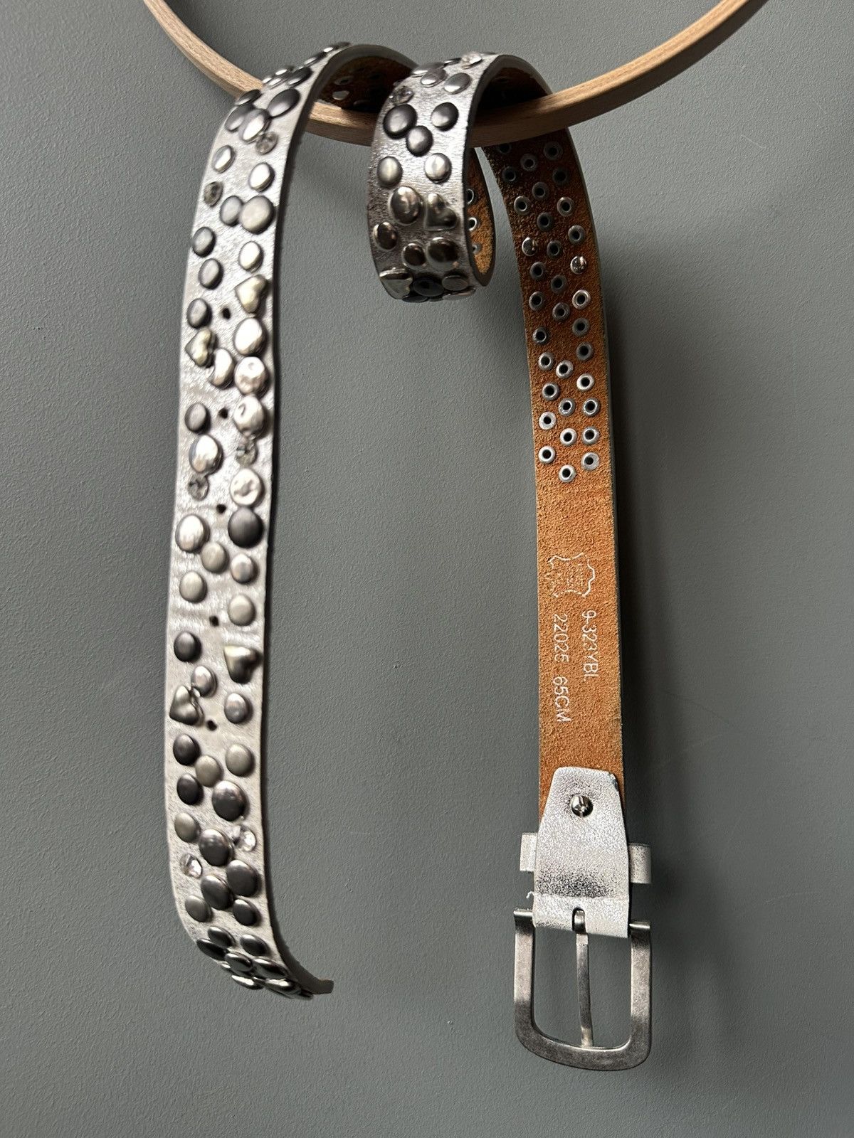 Vintage Rhinestones Snap Button Leather Belt Size ONE SIZE - 3 Thumbnail