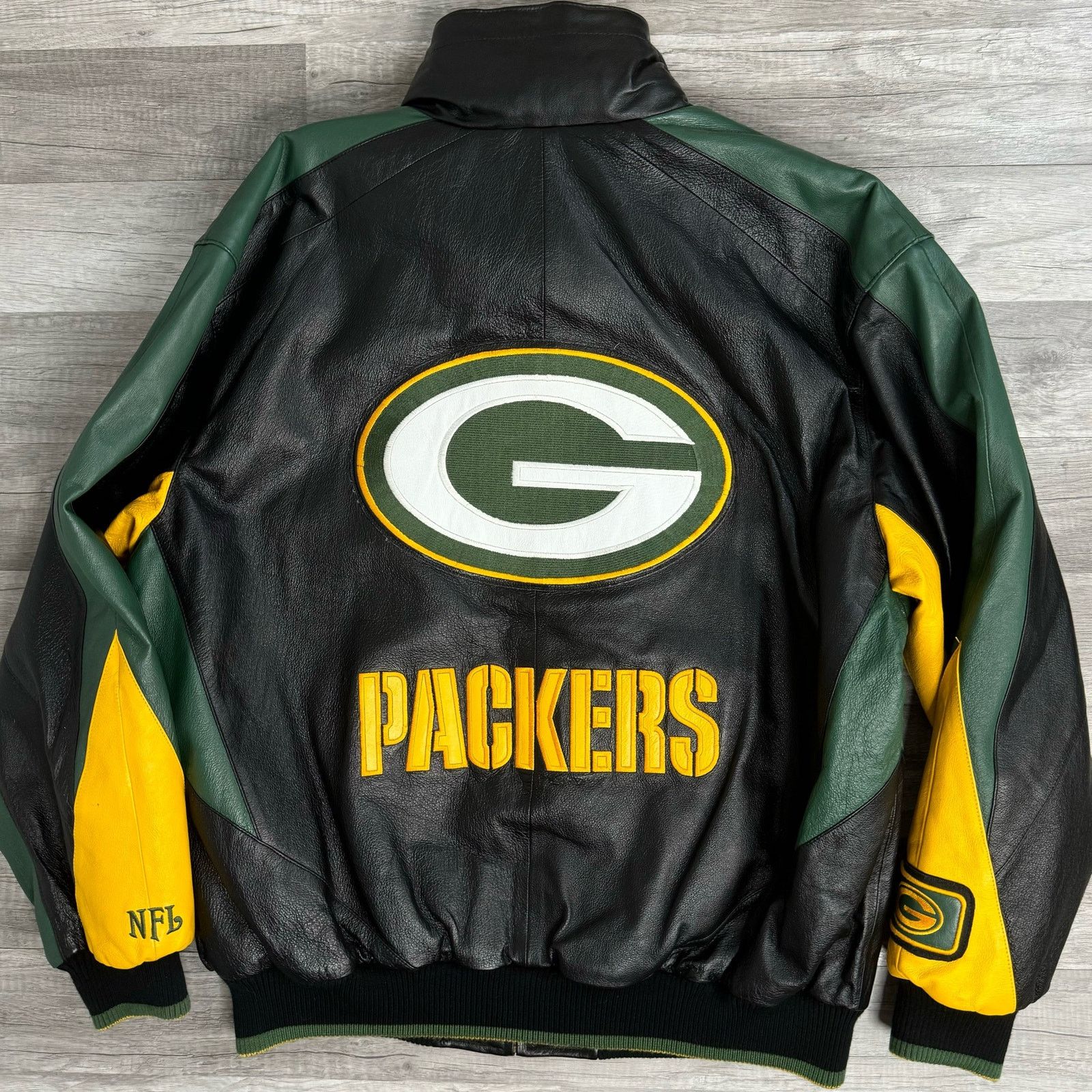 Green Bay Packers NFL Leather Jacket Mens Large