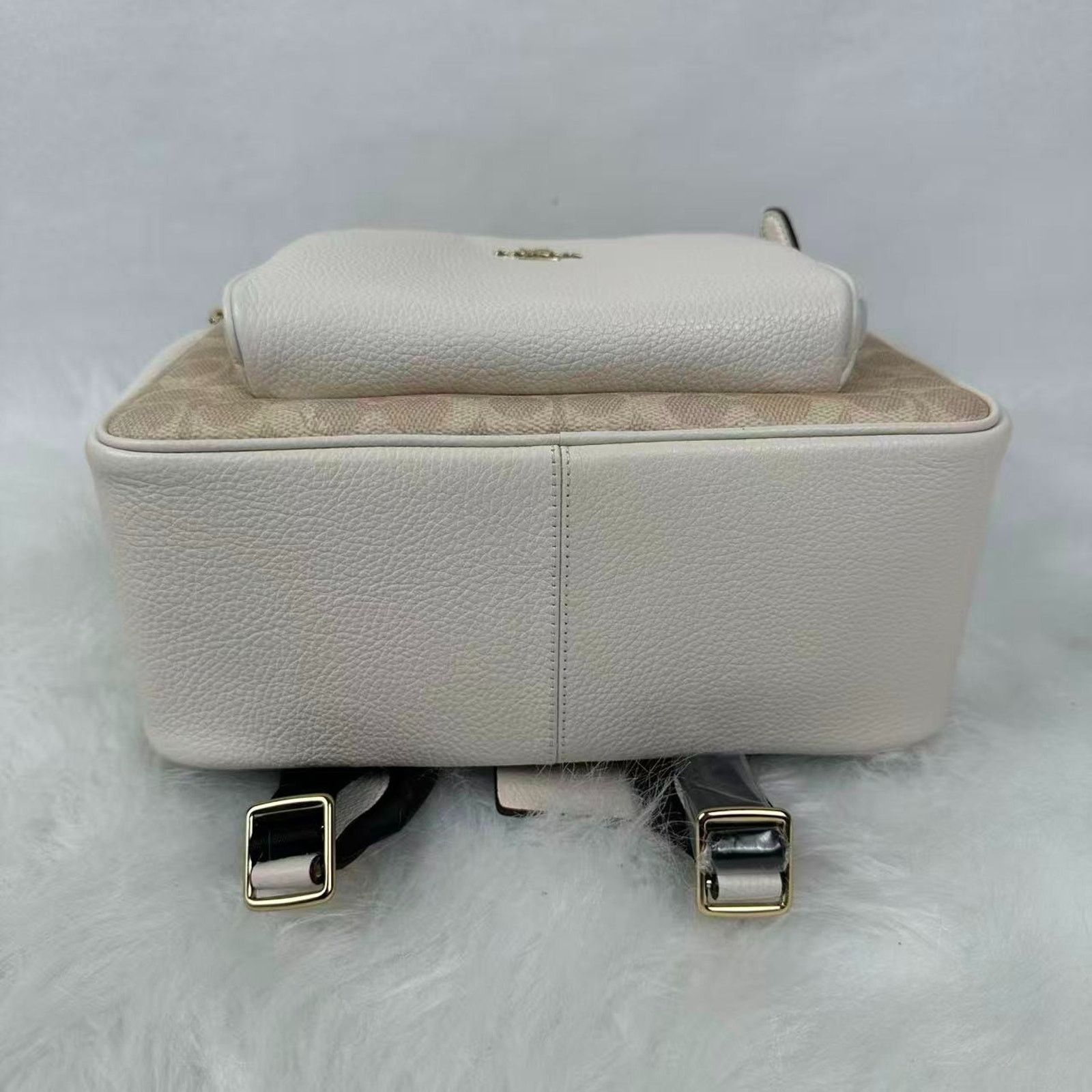 Coach CZ176 Court Backpack In Signature Canvas Pebble Leather In Sand Chalk NWT NWT Coach Court Backpack Signature Canvas CZ176 Sand/Iris main image 2