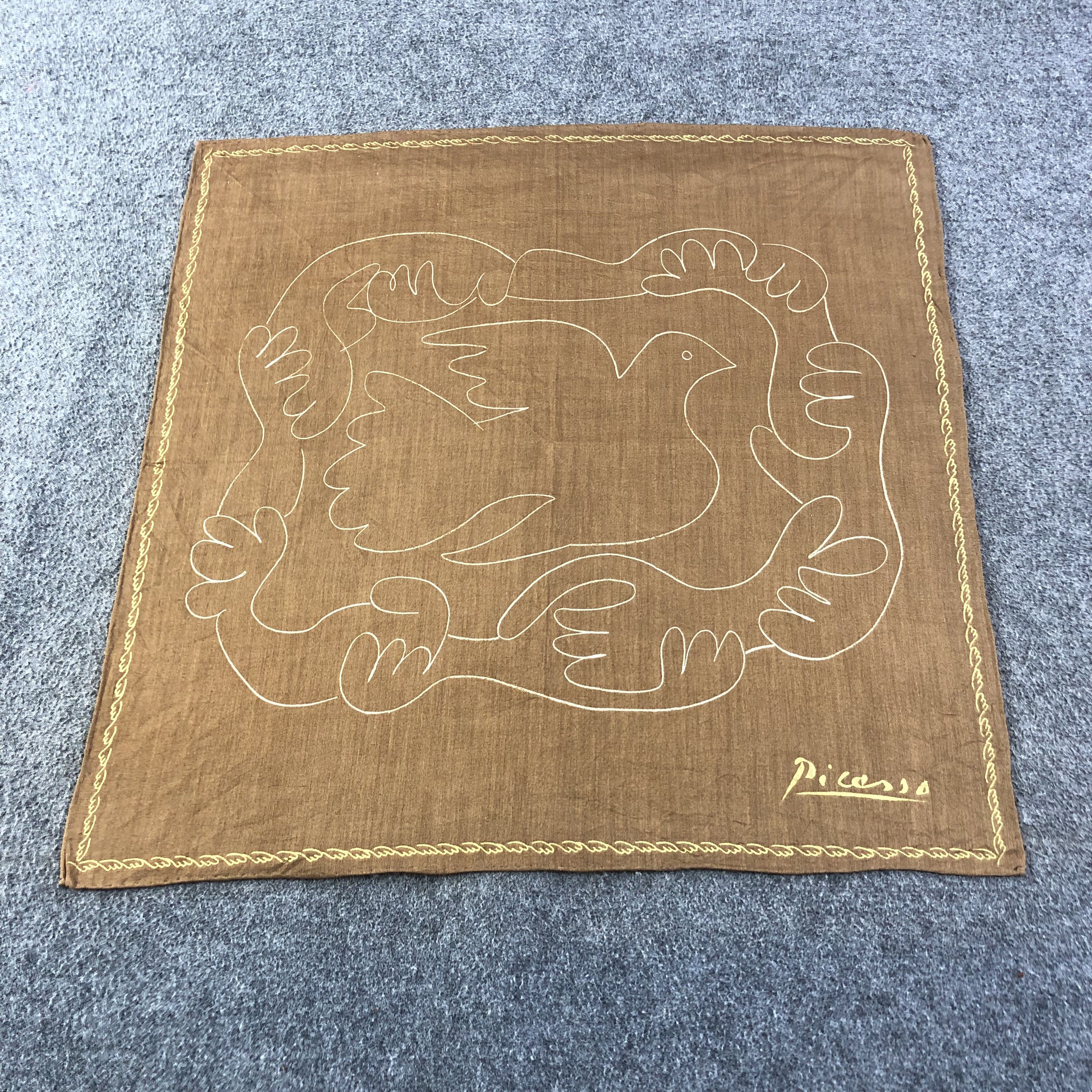 Vintage Picasso Pigeon Handkerchief Neckerchief Bandana H1455 Size ONE SIZE - 1 Thumbnail