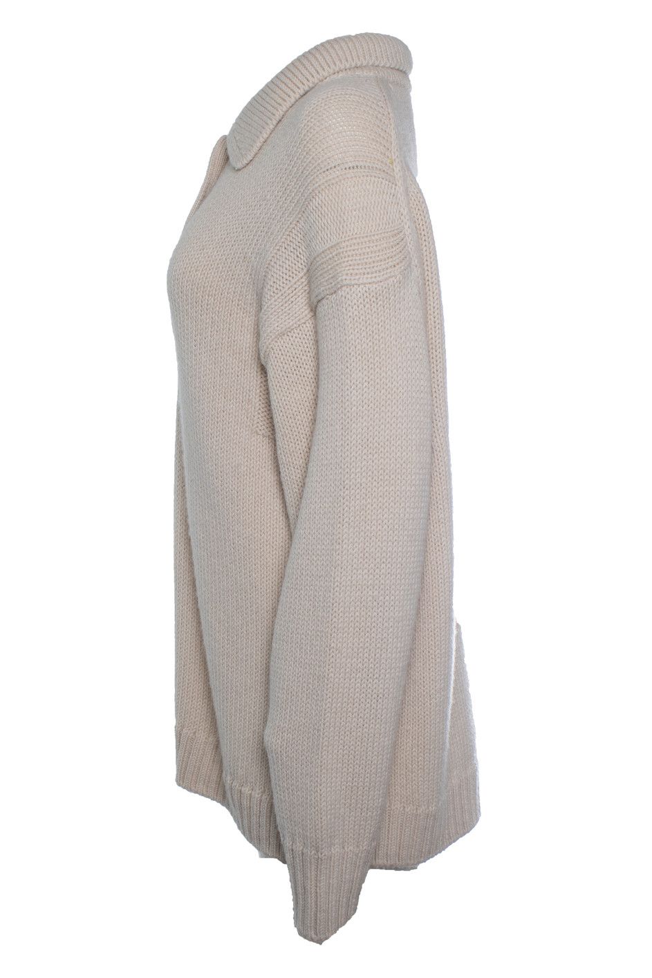 CLOSED Closed, oversized knitted polo sweater in beige Size XL / US 12-14 / IT 48-50 - 2 Thumbnail