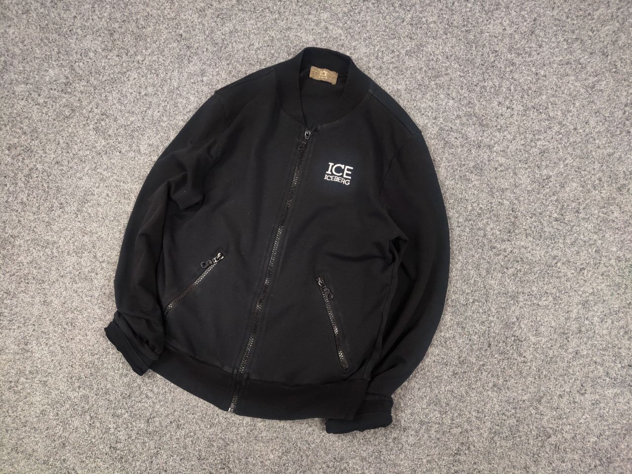 Iceberg Disney Logo Vintage 90's Black Bomber Sweatshirt