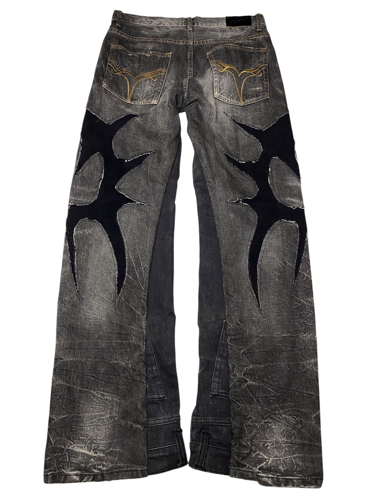 If Six Was Nine 2000's Jackrose Seawash Clawmark Tribal Flared Jeans Size US 30 / EU 46 - 5 Thumbnail