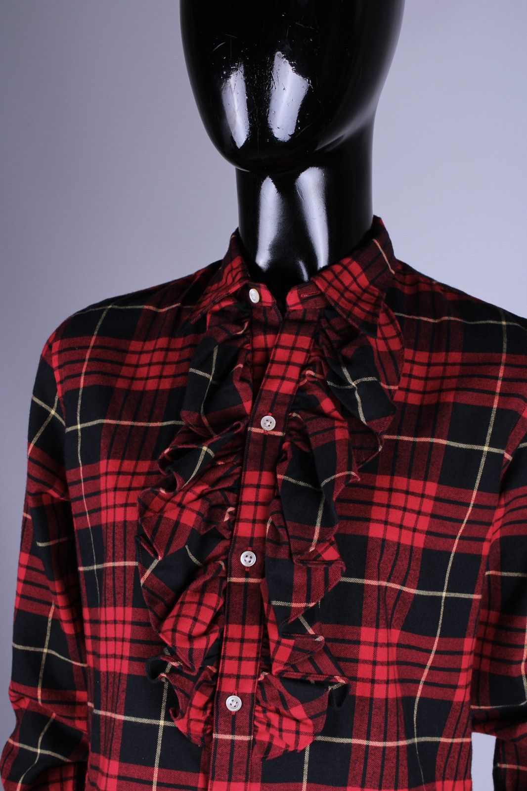 Designer × Ralph Lauren RALPH LAUREN Ruffle Red Black Plaid Long Sleeve Shirt Top Size S / US 4 / IT 40 - 4 Thumbnail