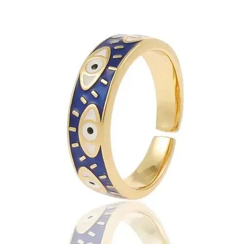 Japanese Brand × Jewelry × Vintage Creative Handmade Evil Blue Eyes Enamel Ring Size ONE SIZE - 2 Thumbnail