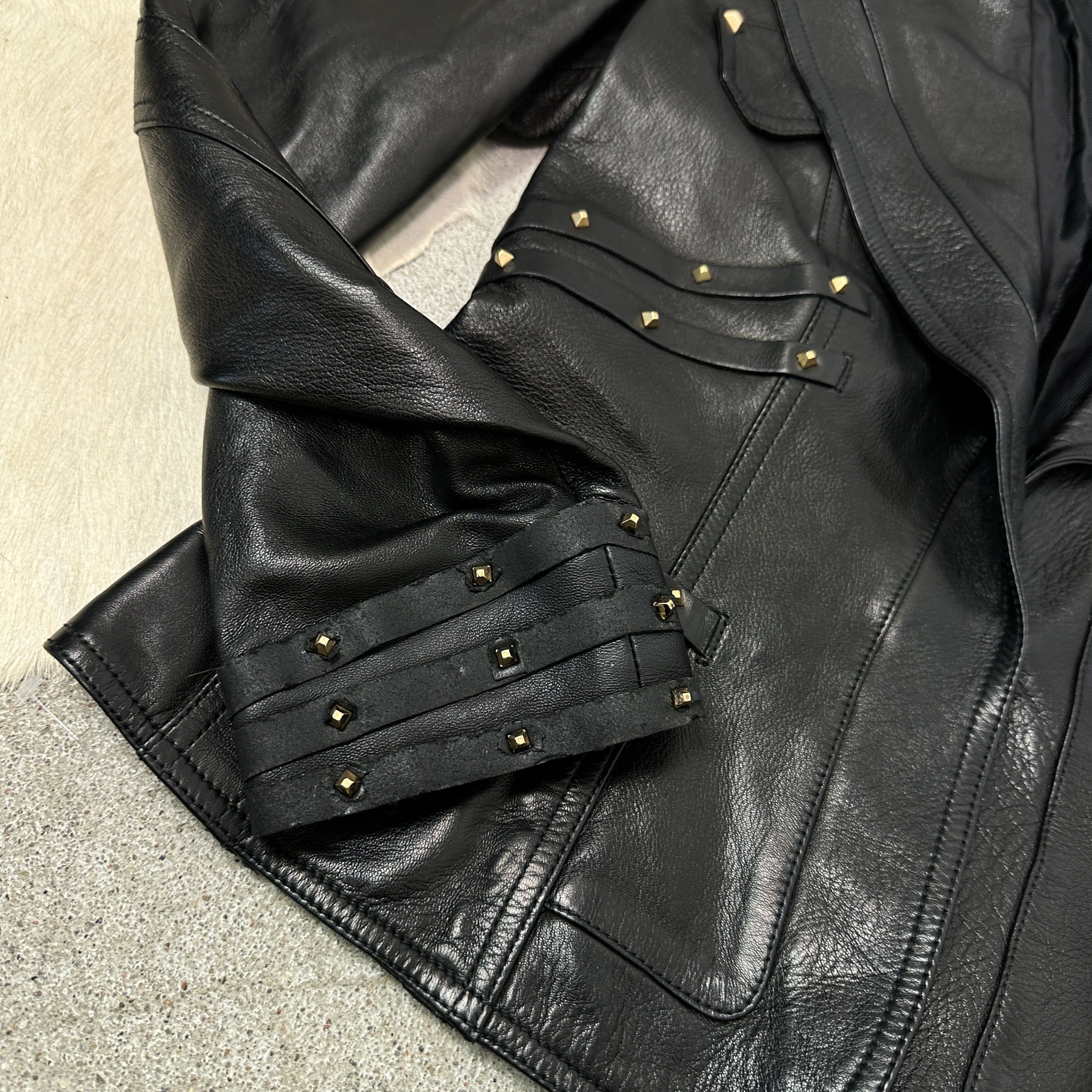Gucci Vintage Leather Biker Grunge Moto Gucci Studded Jacket Y2K Size S / US 4 / IT 40 - 4 Thumbnail