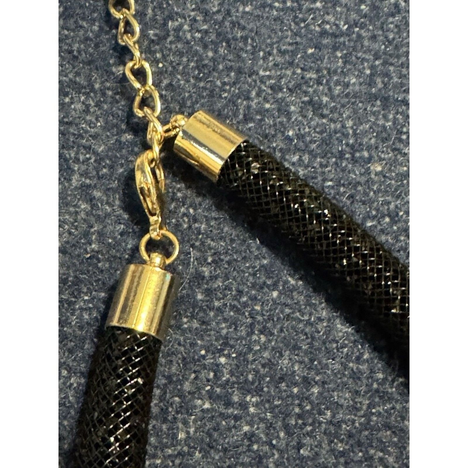 Aldo Aldo Black Mesh Sparkle Cord with Gold-Tone Bar 18in Size ONE SIZE - 3 Thumbnail