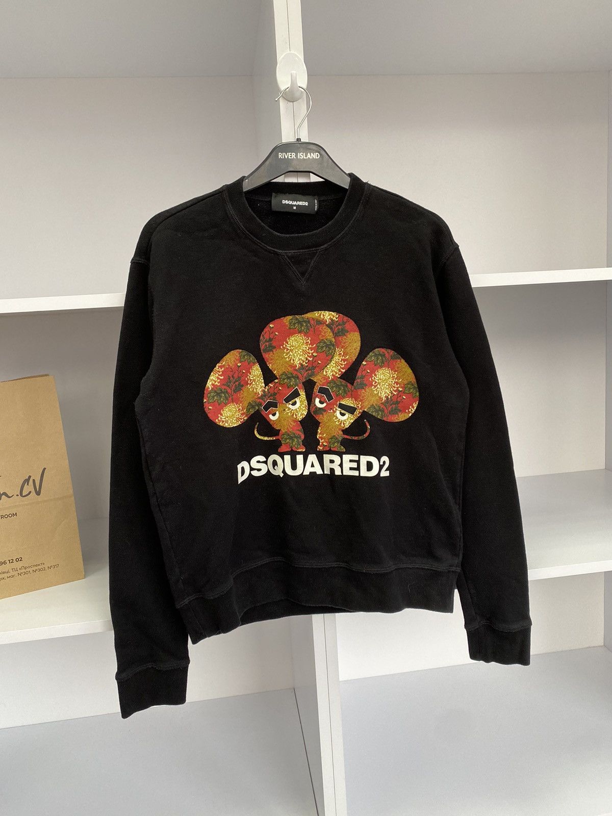 Dsquared2 × Vintage Vintage Dsquared2 Black Mouse Cool Fit Sweatshirt Size US M / EU 48-50 / 2 - 7 Thumbnail