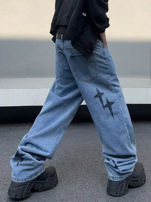 Jean Washed Baggy Denim Jeans Graphic Skate Size US 34 / EU 50 - 3 Thumbnail