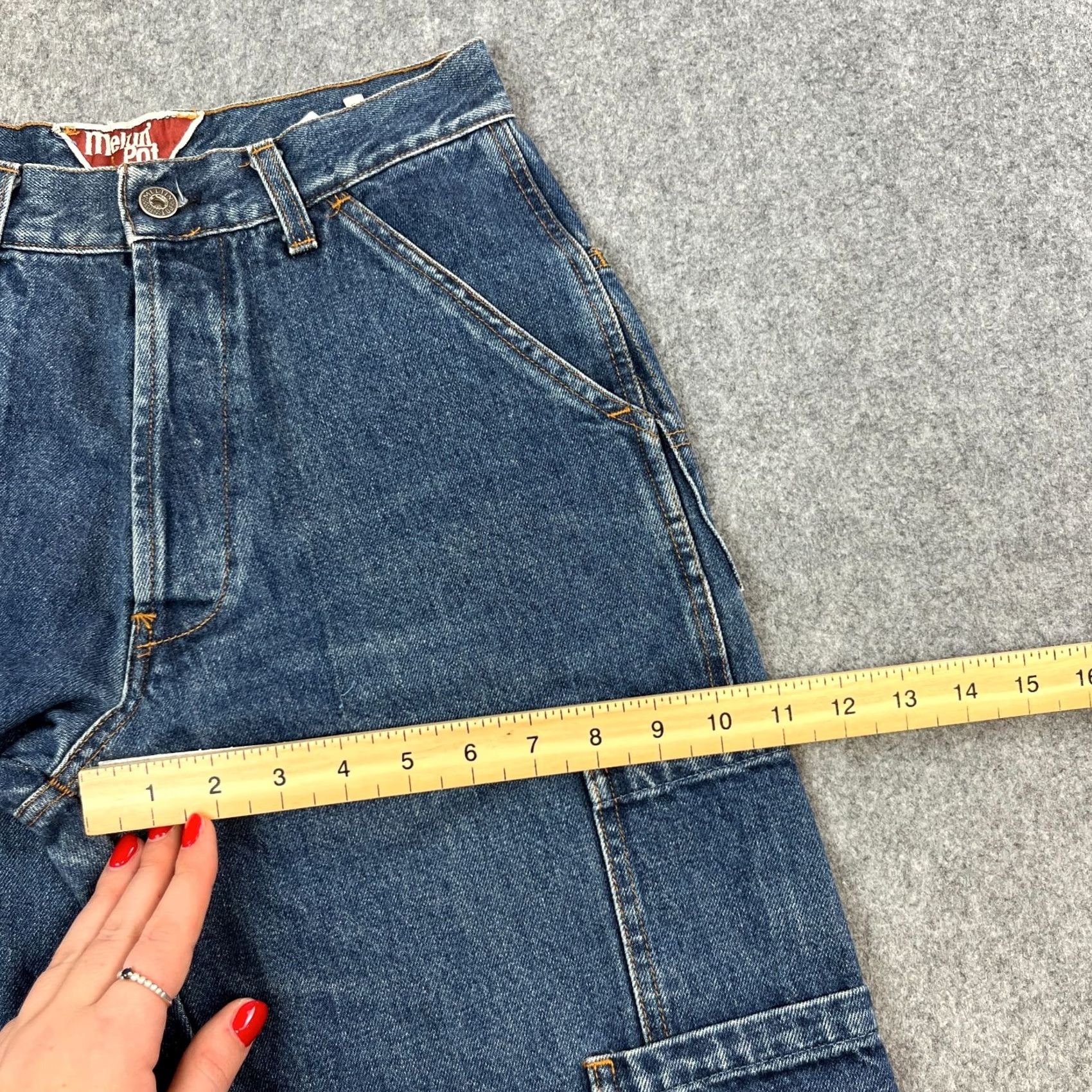 Vintage Meltin' Pot Jeans High Waist Straight 28 34 UK 8 Velvet Blue VTG Denim 5-Pocket Womens Regular Size 30" / US 8 / IT 44 - 6 Thumbnail