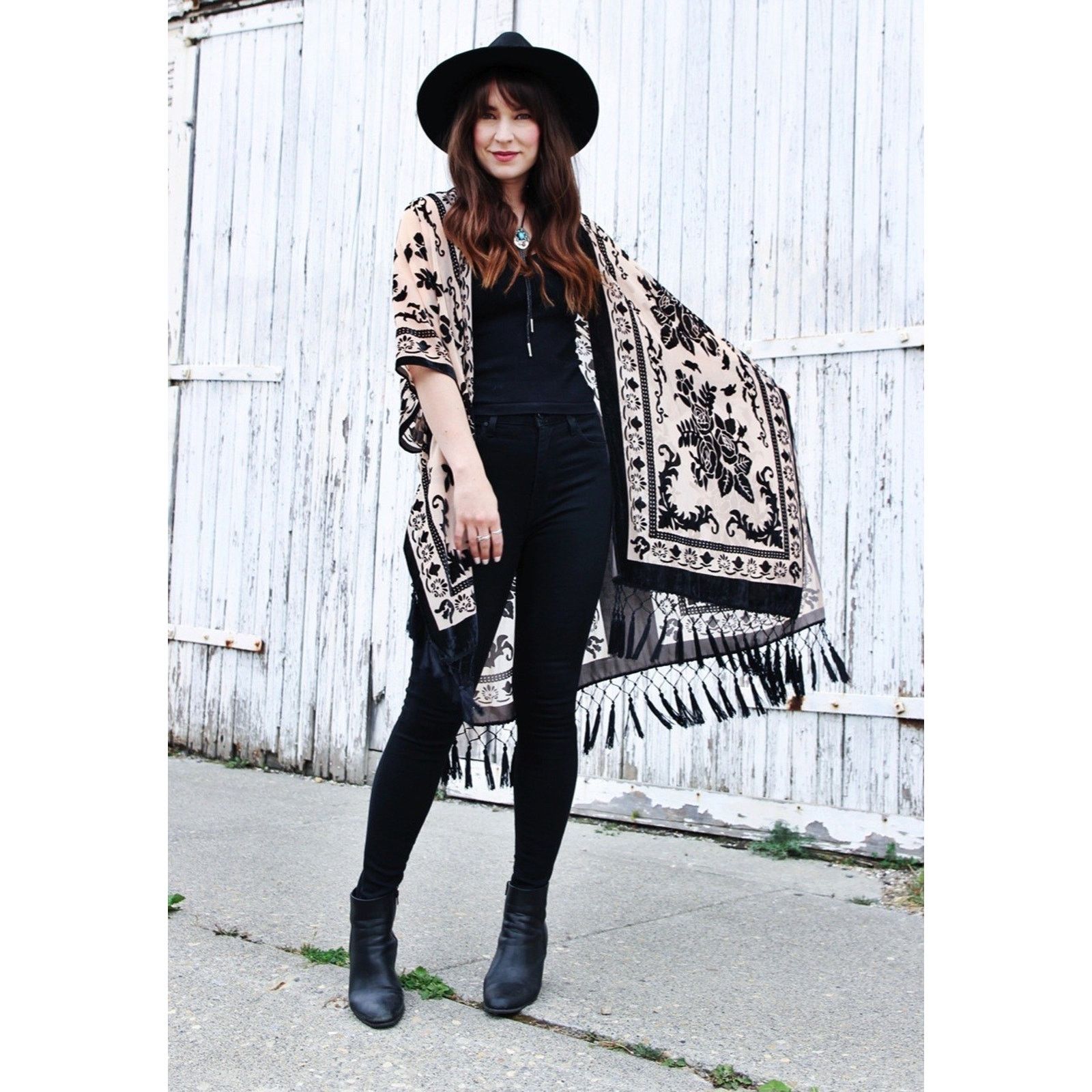 Free People Free People Nightbird Kimono in Black Combo One Size Size ONE SIZE - 4 Thumbnail