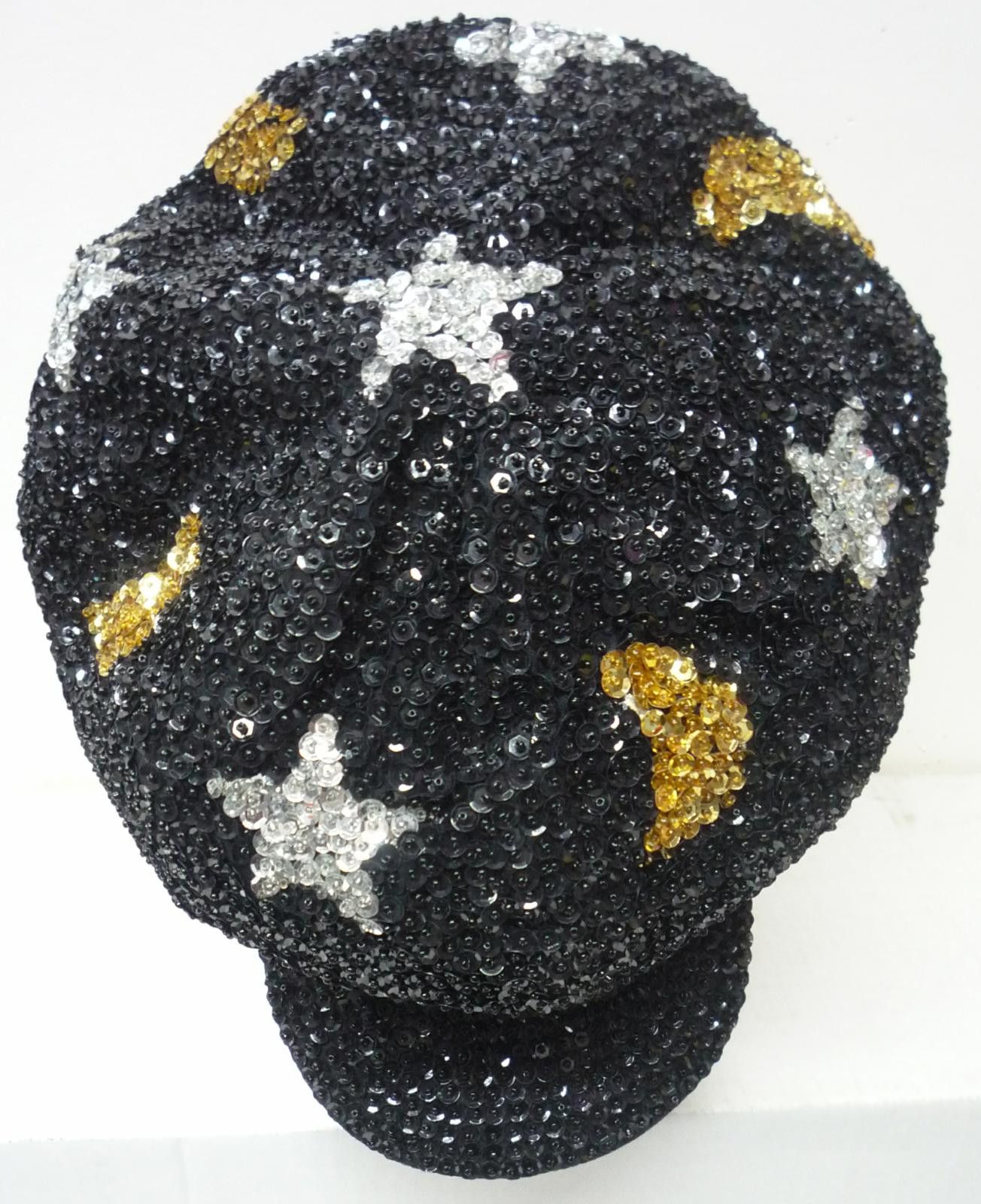 Designer Sequin Beaded Brando Cap Celestial Stars Black Size ONE SIZE - 1 Preview