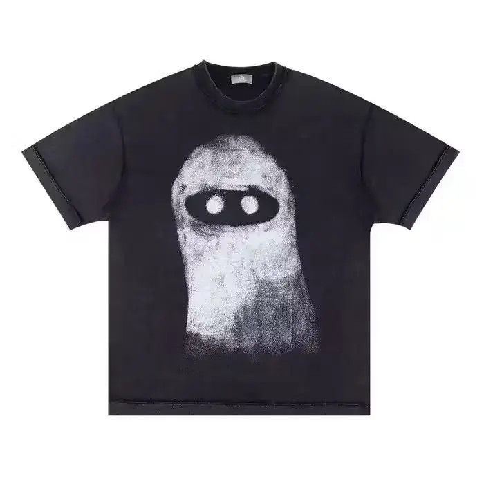image of Vintage Ghost Face Short Sleeve Shirt in Black, Men's (Size Large)