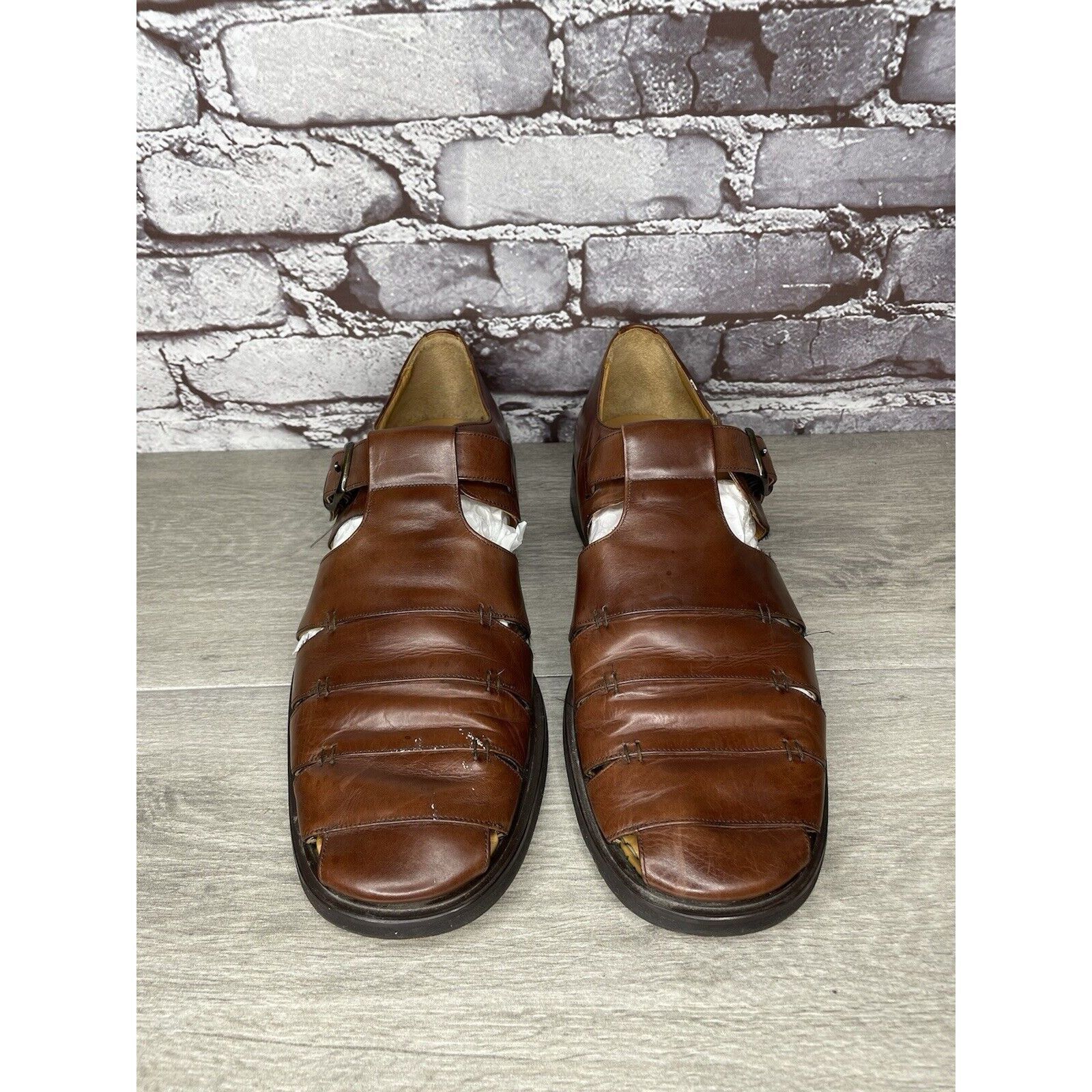 Mezlan Mezlan Diablo Brown Leather Fisherman Strap Casual Sandals M Size US 11 / EU 44 - 13 Thumbnail