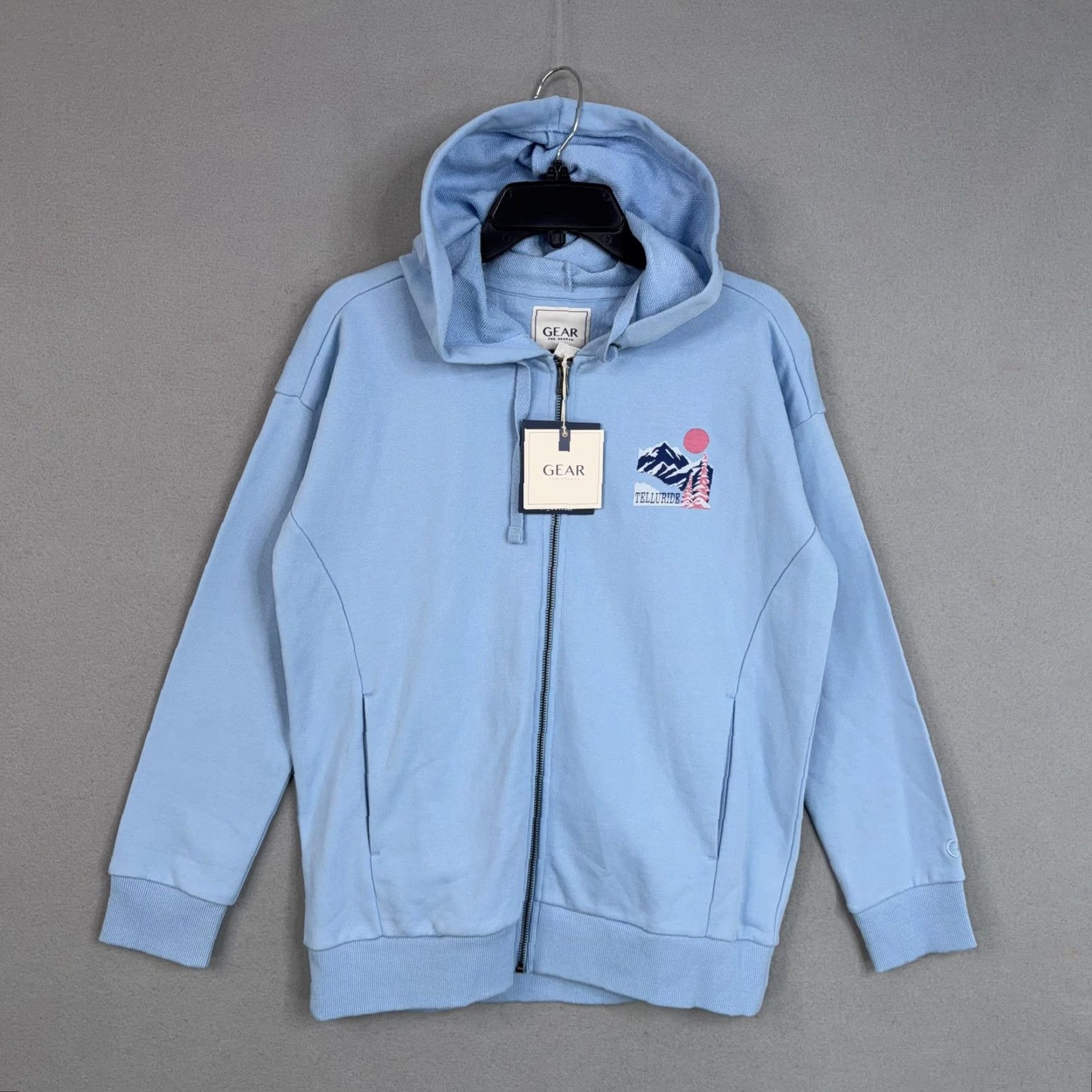 Vintage Gear For Sports Telluride Hoodie S Blue Full Zip Graphic Fleece Ski Snowboard Winter Mens Small Size US S / EU 44-46 / 1 - 2 Thumbnail