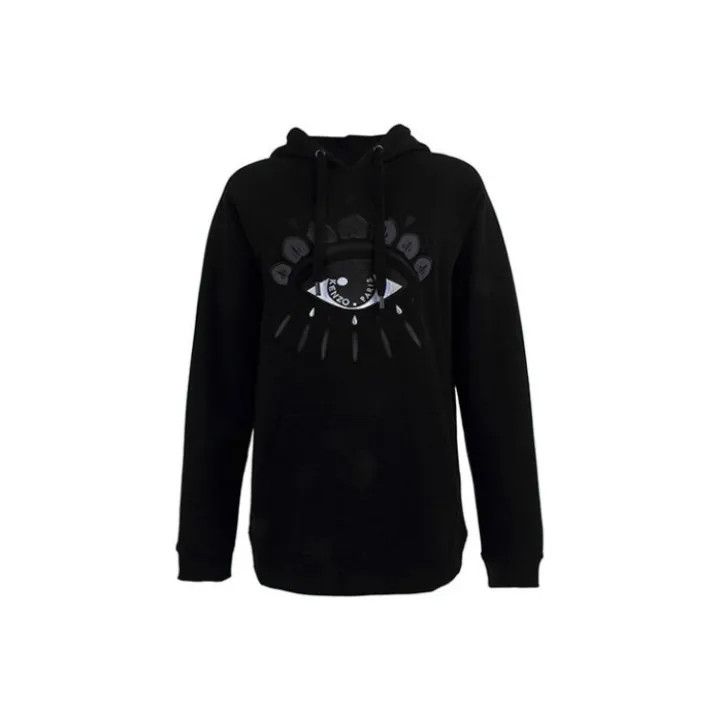 Kenzo KENZO Eye Print Black Long Hoodie for Women 0079 Size XS / US 0-2 / IT 36-38 - 1 Thumbnail