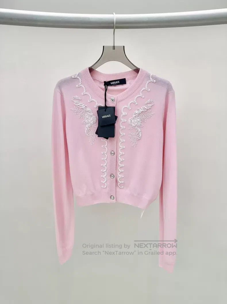 Versace Versace Pink pearl cardigan Size S / US 4 / IT 40 - 1 Thumbnail