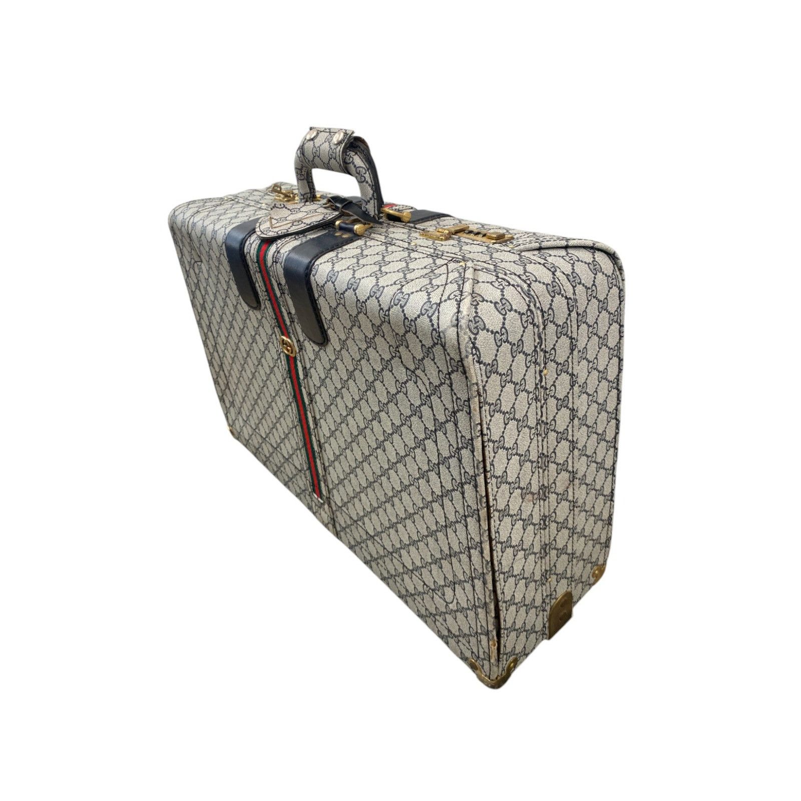 Gucci 1970s Monogram Webstripe Gray Suitcase Size ONE SIZE - 3 Thumbnail