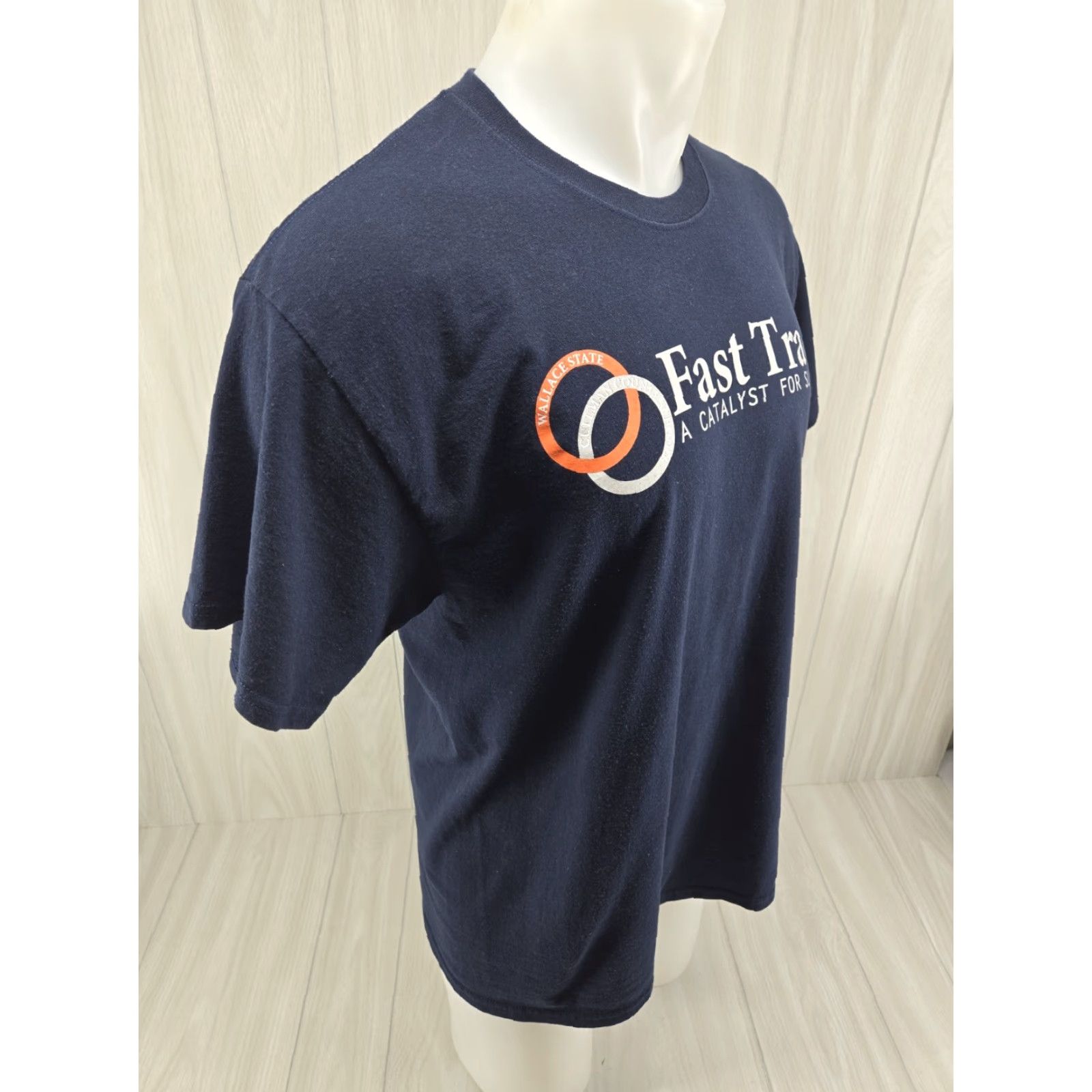 Gildan Wallace State Community College AL Fast Track Shirt Mens Large Blue Gildan Ultra Cotton T-Shirt Short Sleeve Crew Neck Solid/Blue Size US L / EU 52-54 / 3 - 6 Thumbnail