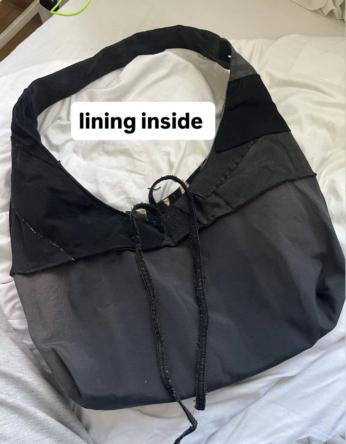 Handmade Handcrafted oversized messenger bag made from reworked denim Size ONE SIZE - 5 Thumbnail