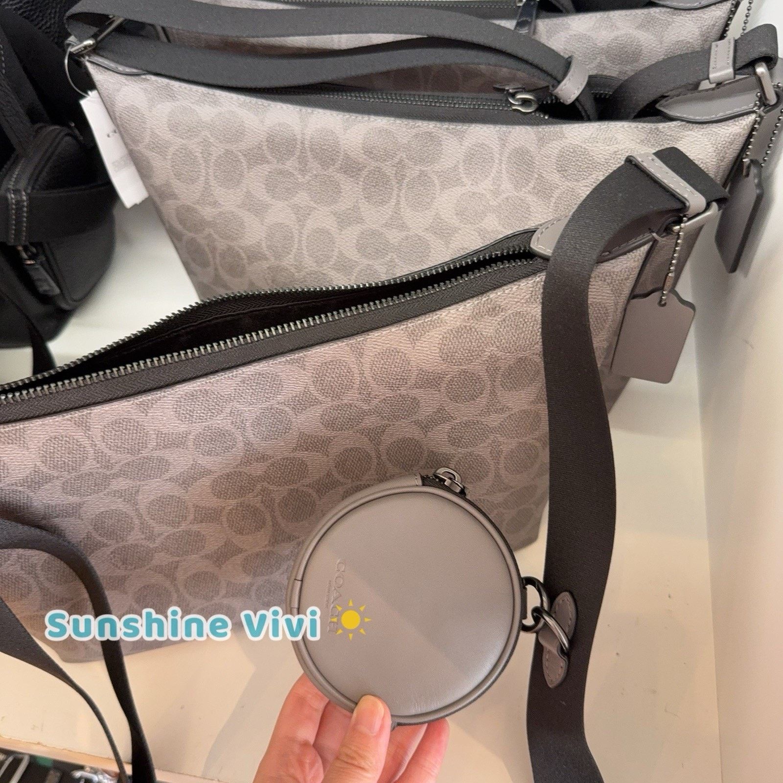 Coach NWT COACH Finn Crossbody Bag Signature CCG21 GREY/CHARCOAL Size ONE SIZE - 7 Thumbnail