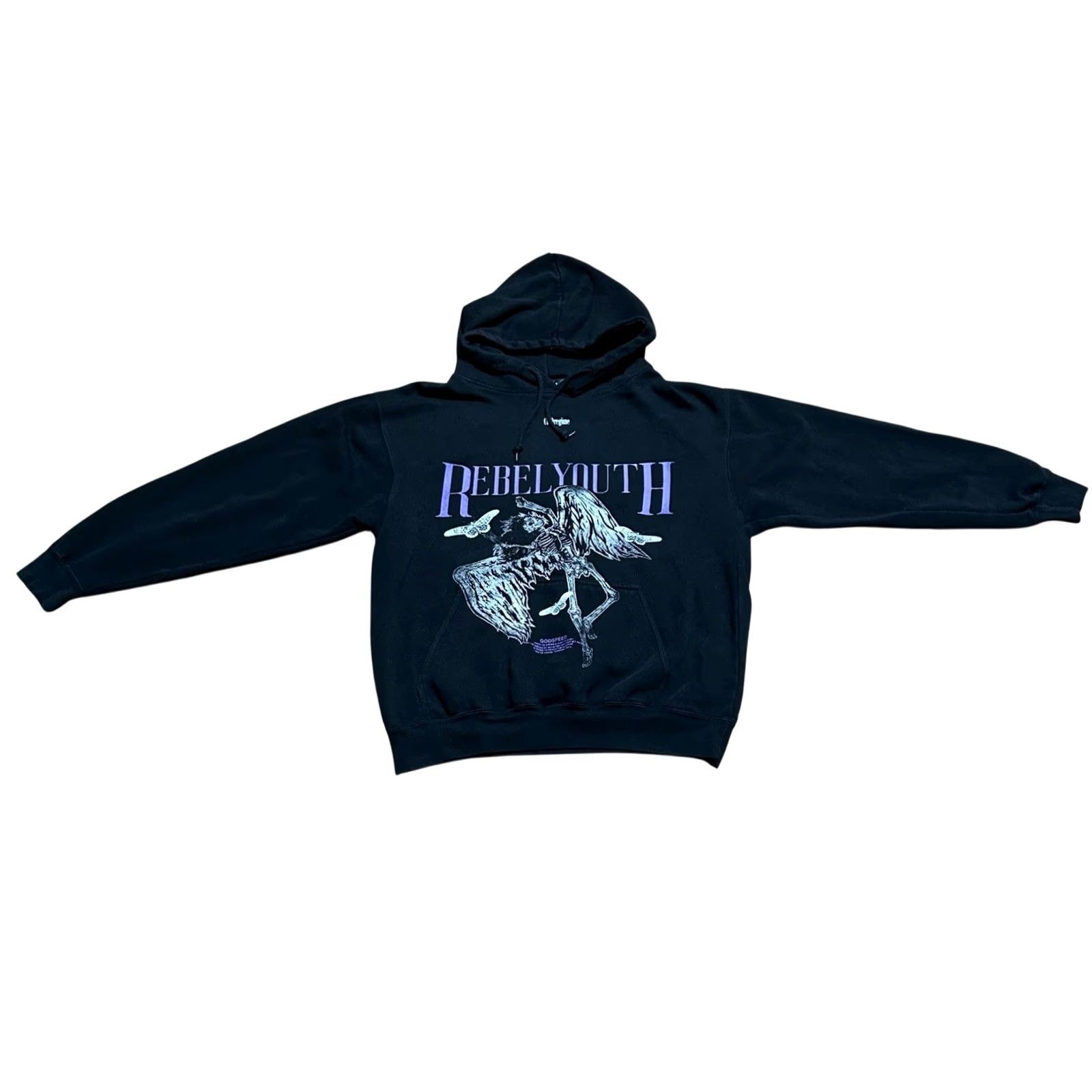 Vintage Civil Regime Hoodie Women M Black Rebel Graphic Spellout Sweater Hooded Pockets All Seasons Logo Size M / US 6-8 / IT 42-44 - 2 Thumbnail