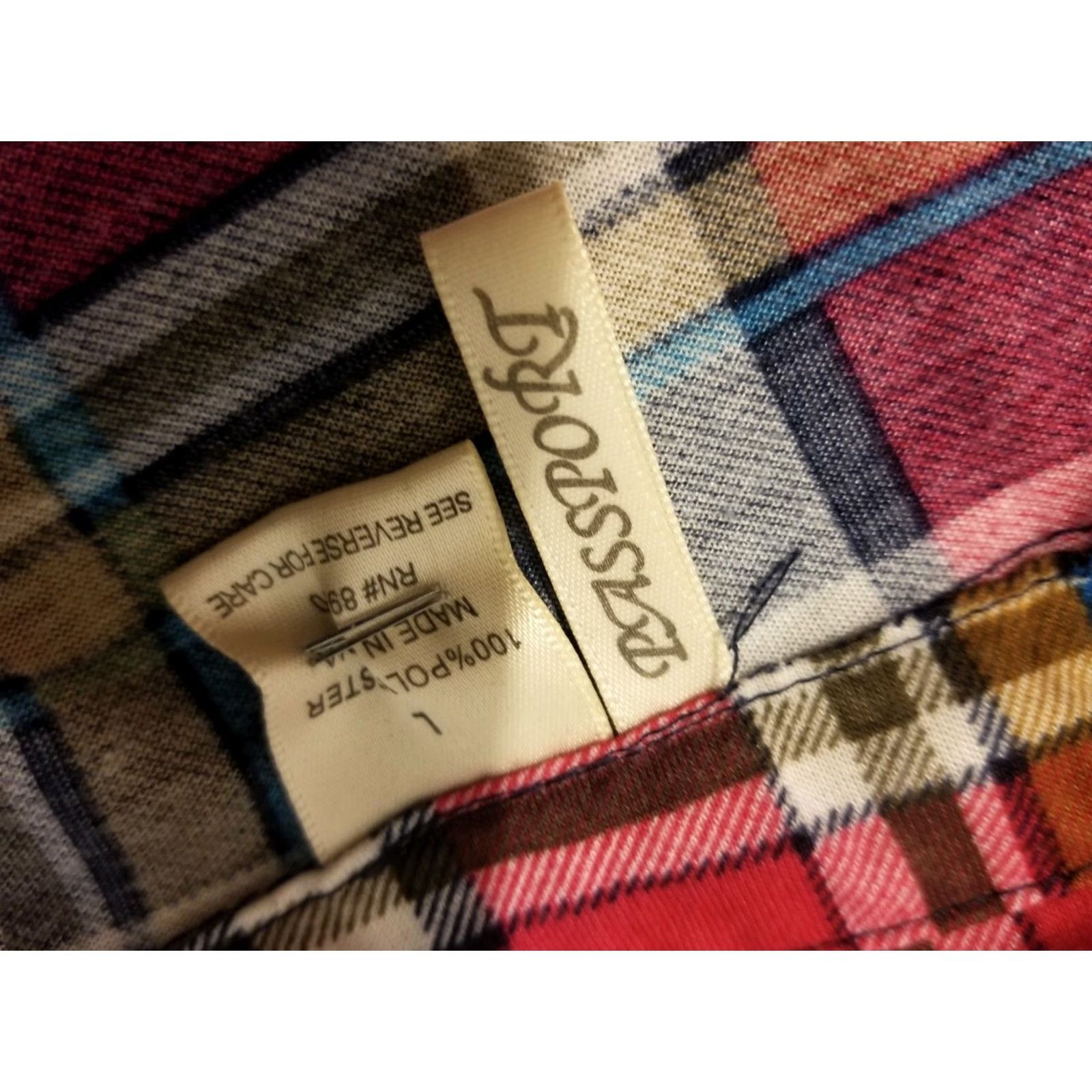 Vintage Womens Passport Blouse Shirt L Red Plaid Button Dress Size L / US 10 / IT 46 - 3 Thumbnail