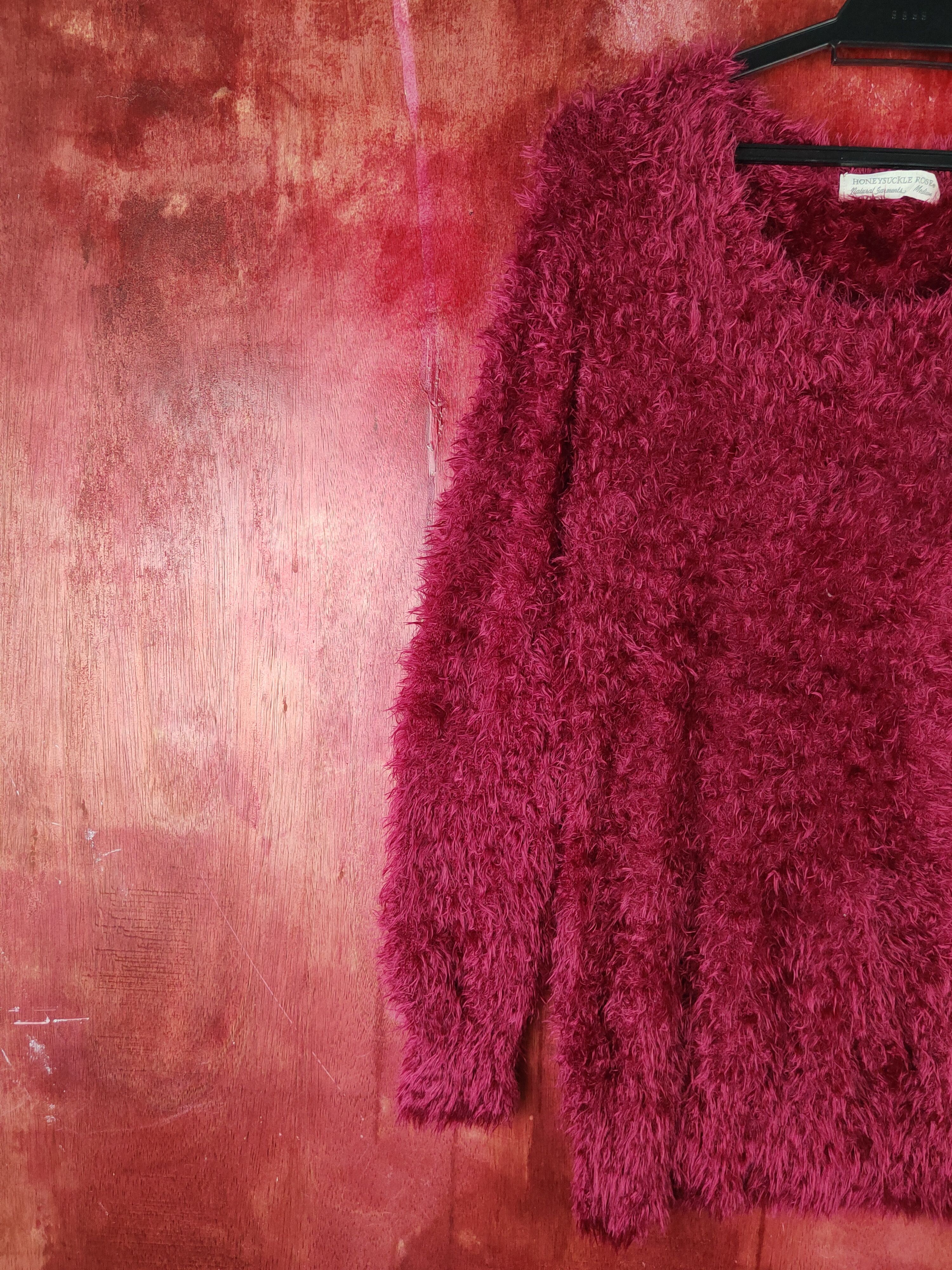 Homespun Knitwear Honeysuckle Rose Maroon Fur Mohair Knitwear #S2173 Size M / US 6-8 / IT 42-44 - 3 Thumbnail